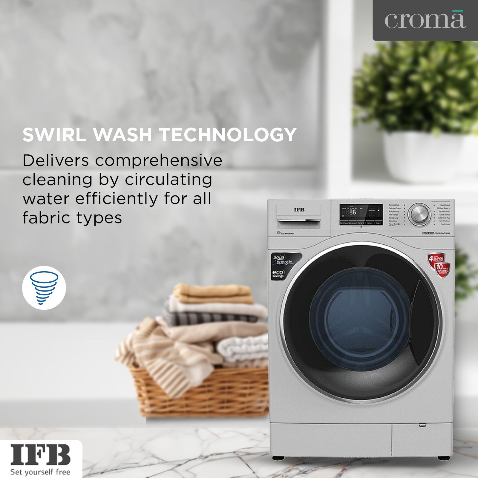 IFB 7.5 kg 5 Star Inverter Fully Automatic Front Load Washing Machine (Elite Plus SX ID, Swirl Wash Technology, Silver)_4