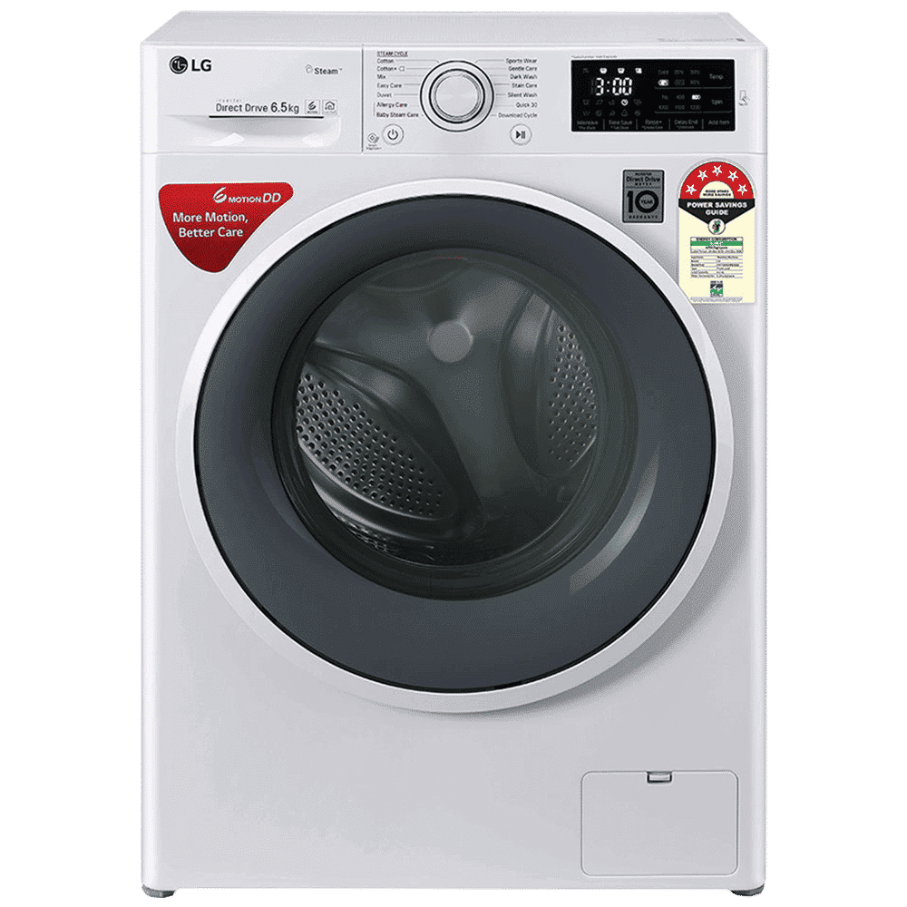 LG 6.5 kg 5 Star Inverter Fully Automatic Front Load Washing Machine (FHT1265ZNW.ABWQEIL, In-Built Heater, Blue White)_1