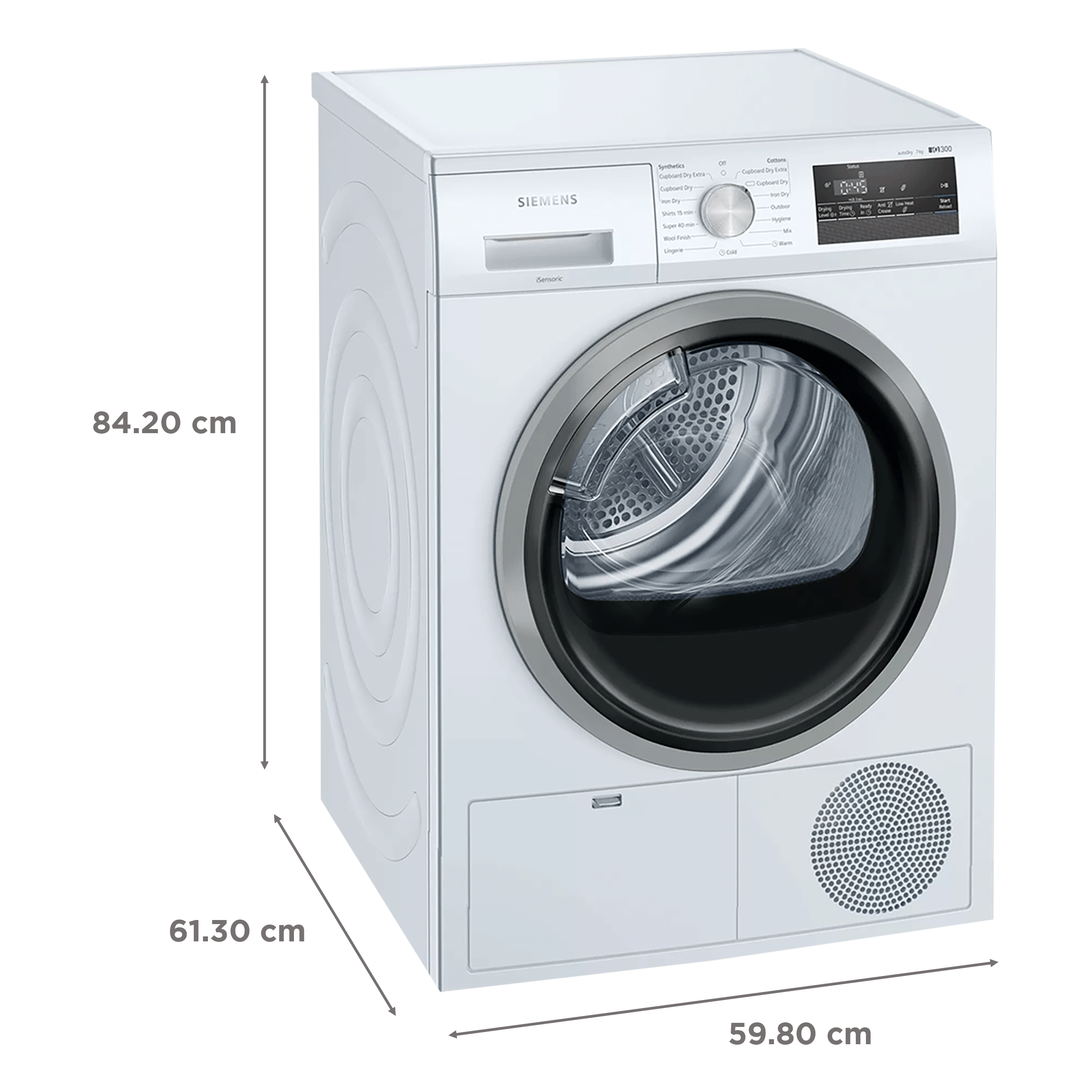 SIEMENS 7 kg Fully Automatic Front Load Dryer (WT46N203IN, Galvalume Drum, White) SIEMENS 7 kg Fully Automatic Front Load Dryer (WT46N203IN, Galvalume Drum, White)_3