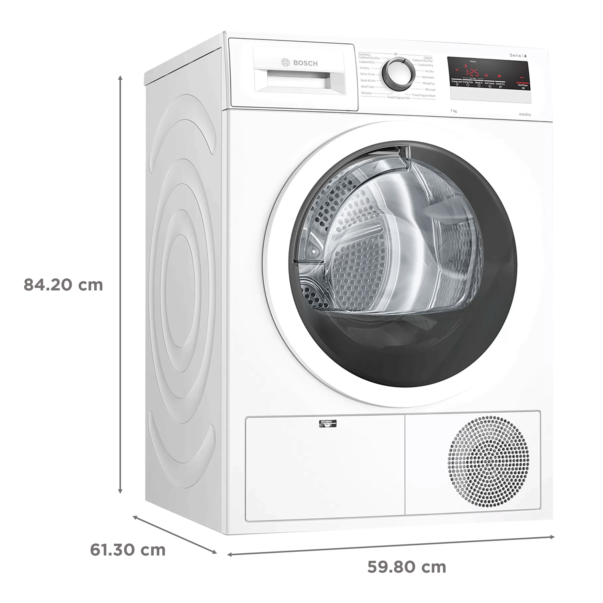 BOSCH 7 kg 5 Star Fully Automatic Front Load Dryer (Series 4, WTN86203IN, Auto Dry Function, White)_3