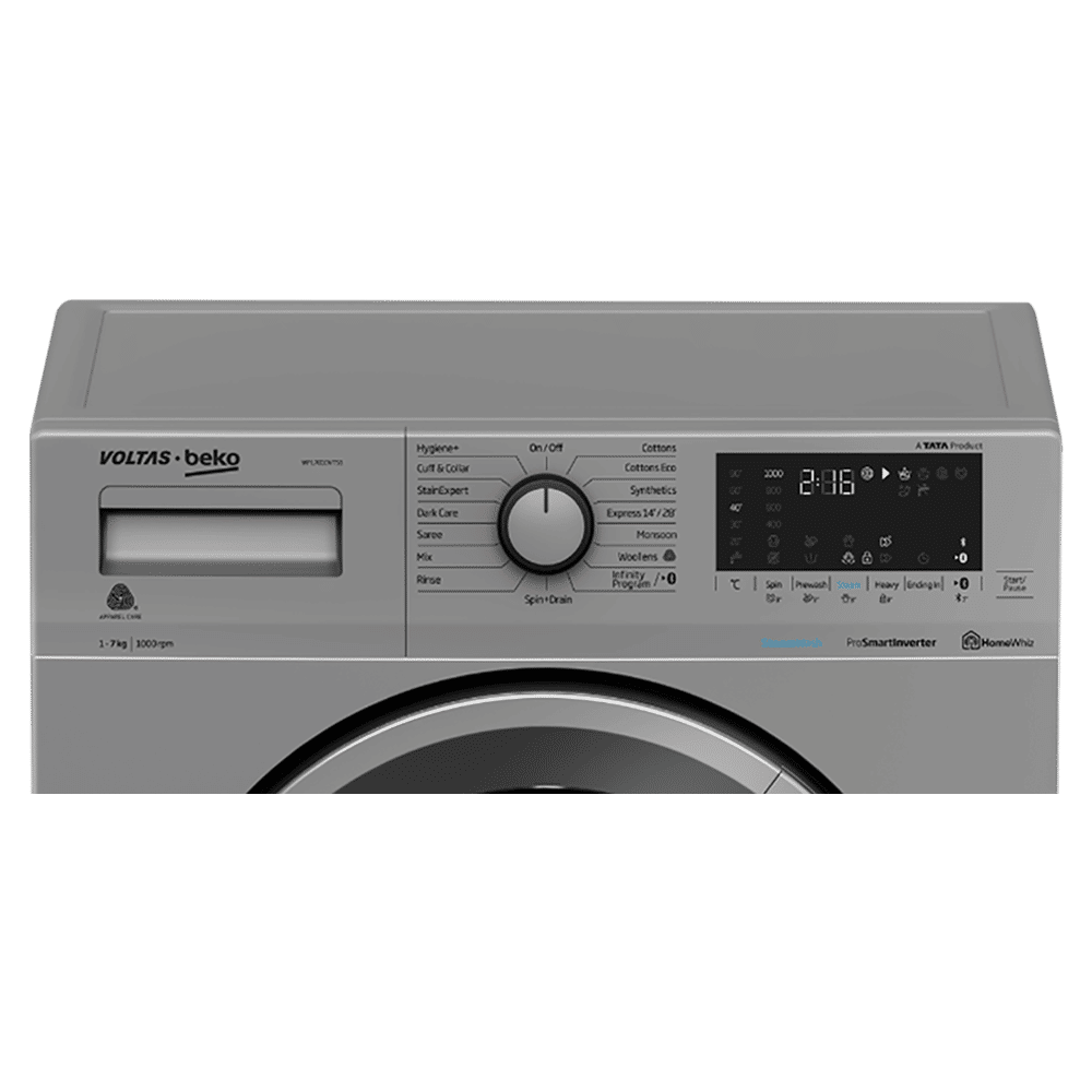 VOLTAS beko 7 kg 5 Star Inverter Fully Automatic Front Load Washing Machine (WFL7010VTSS, Hygiene Plus Function, Grey)_3