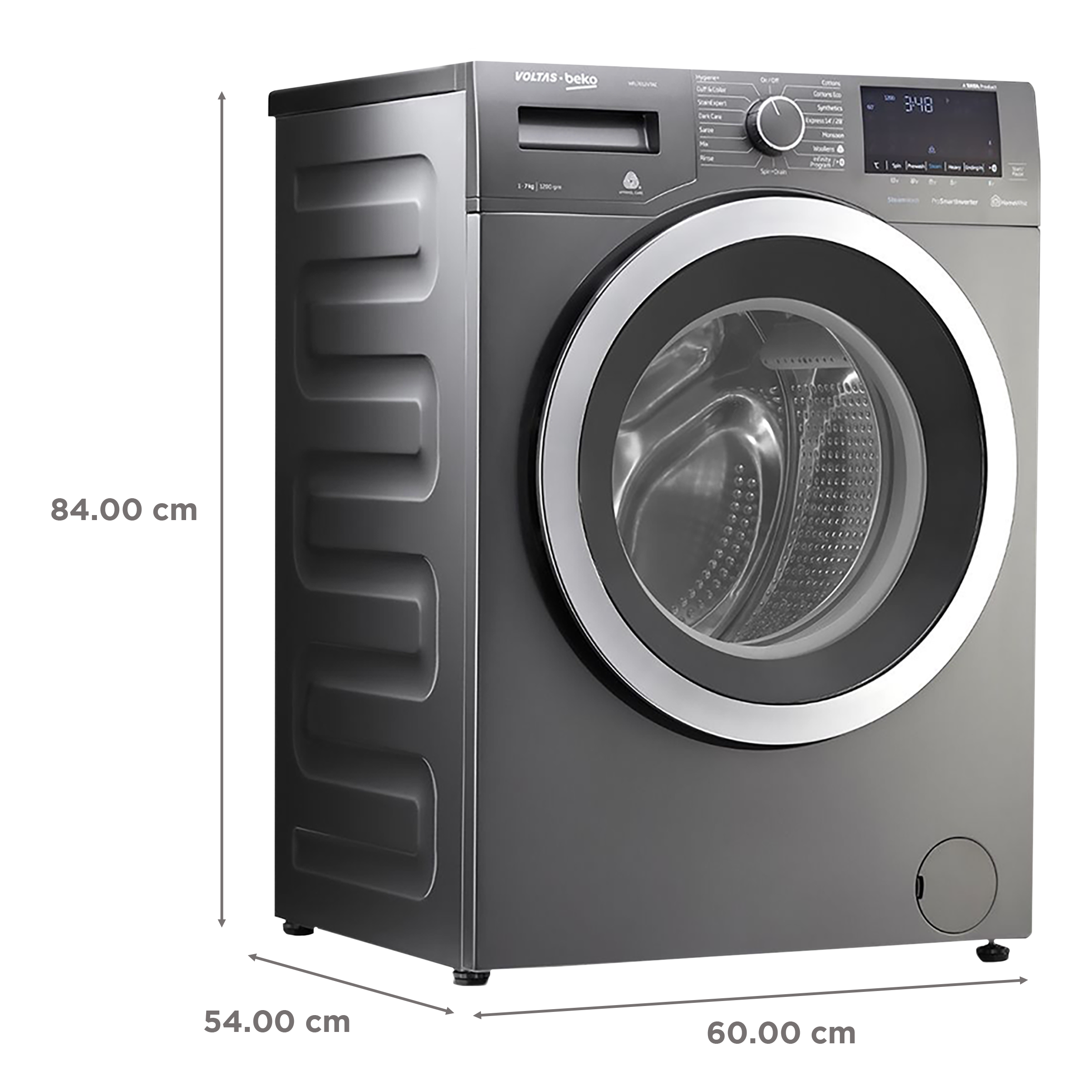 VOLTAS beko 7 kg 5 Star Inverter Fully Automatic Front Load Washing Machine (WFL7012VTAC, Hygiene Plus Function, Manhattan Grey)_2