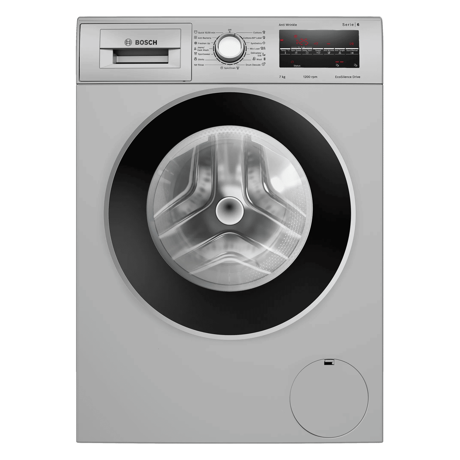 BOSCH 7 kg 5 Star Inverter Fully Automatic Front Load Washing Machine (Serie 4, WAJ2446SIN, EcoSilence Drive, Platinum Silver)_1