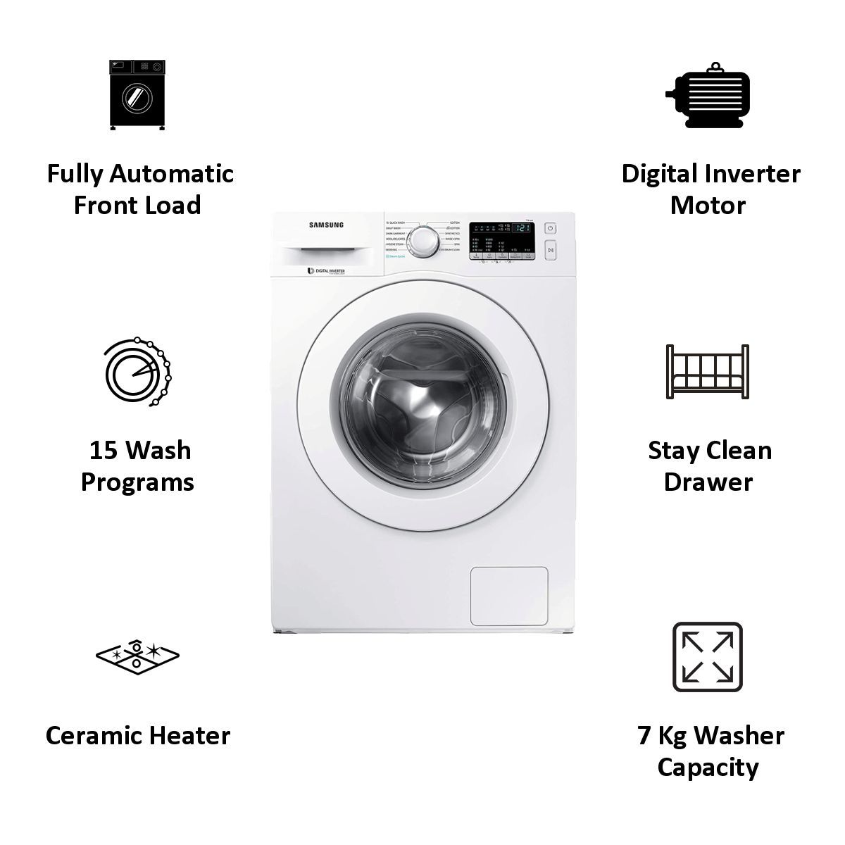 SAMSUNG 7 kg 5 Star Inverter Fully Automatic Front Load Washing Machine (WW71J42G0KW/TL, Magic Filter, White)_5