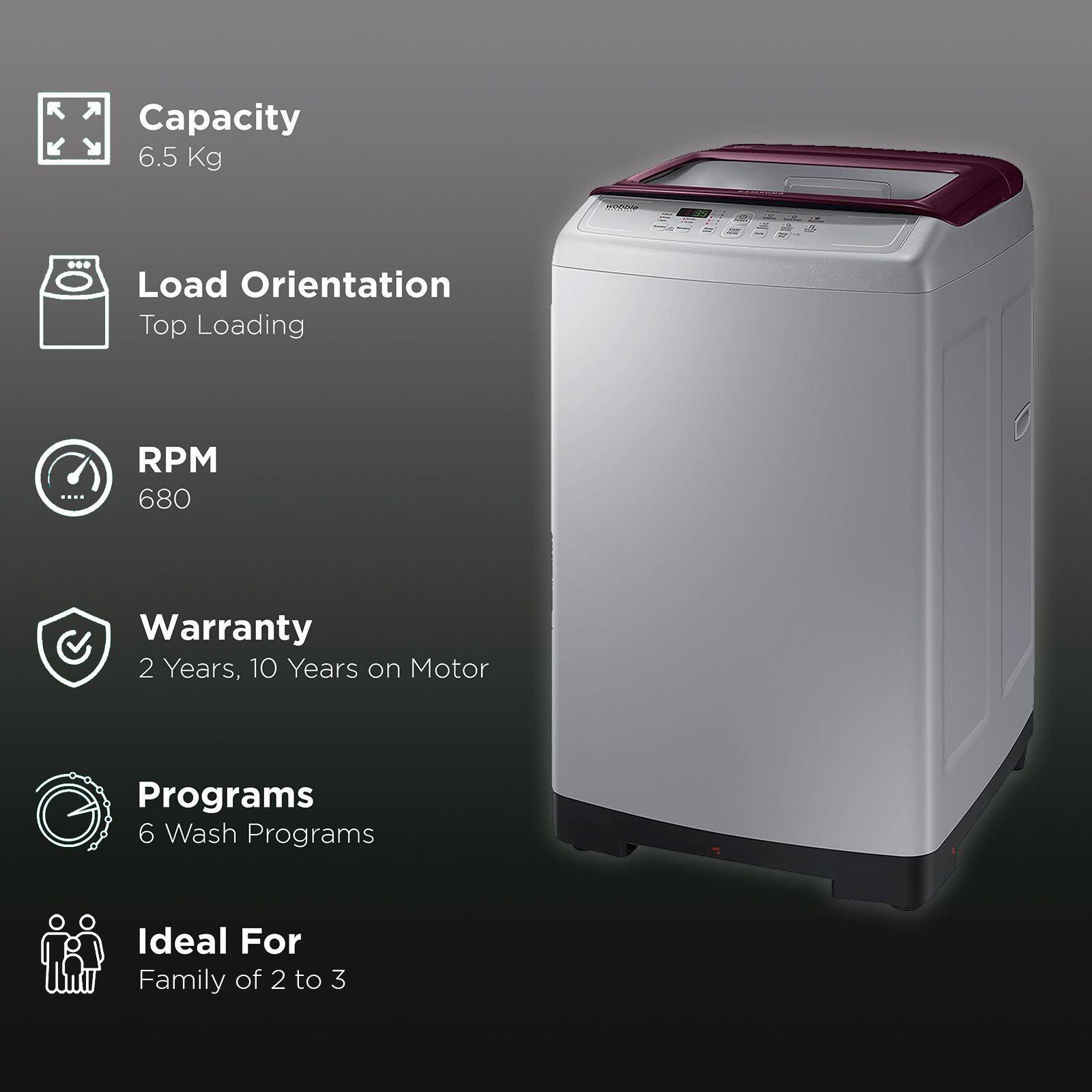 SAMSUNG 6.5 kg Fully Automatic Top Load Washing Machine (WA65A4022FS/TL, Magic Filter, Imperial Silver)_2