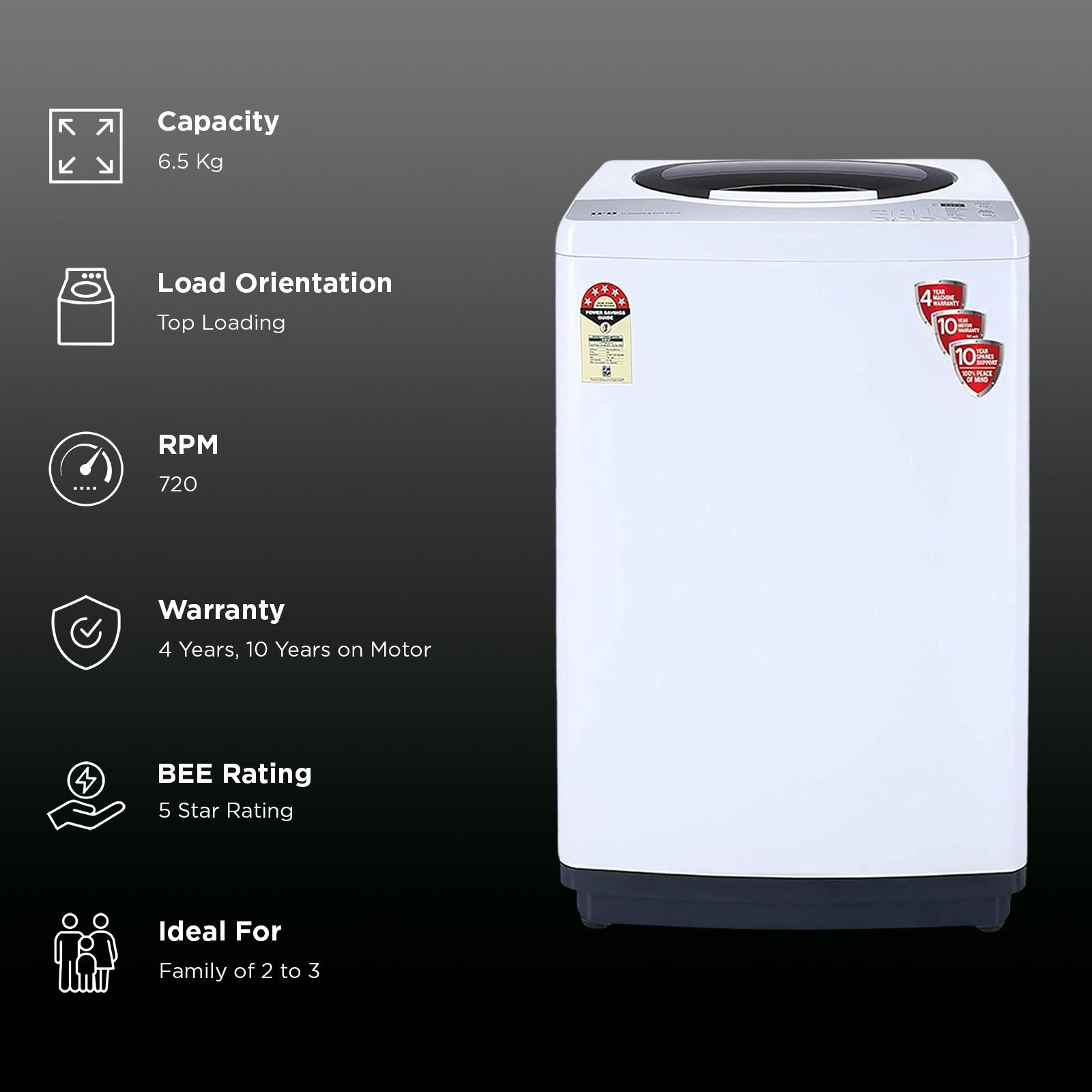 IFB 6.5 kg 5 Star Inverter Fully Automatic Top Load Washing Machine (Aqua, TL-REWH, Crescent Moon Drum, PCM White)_3