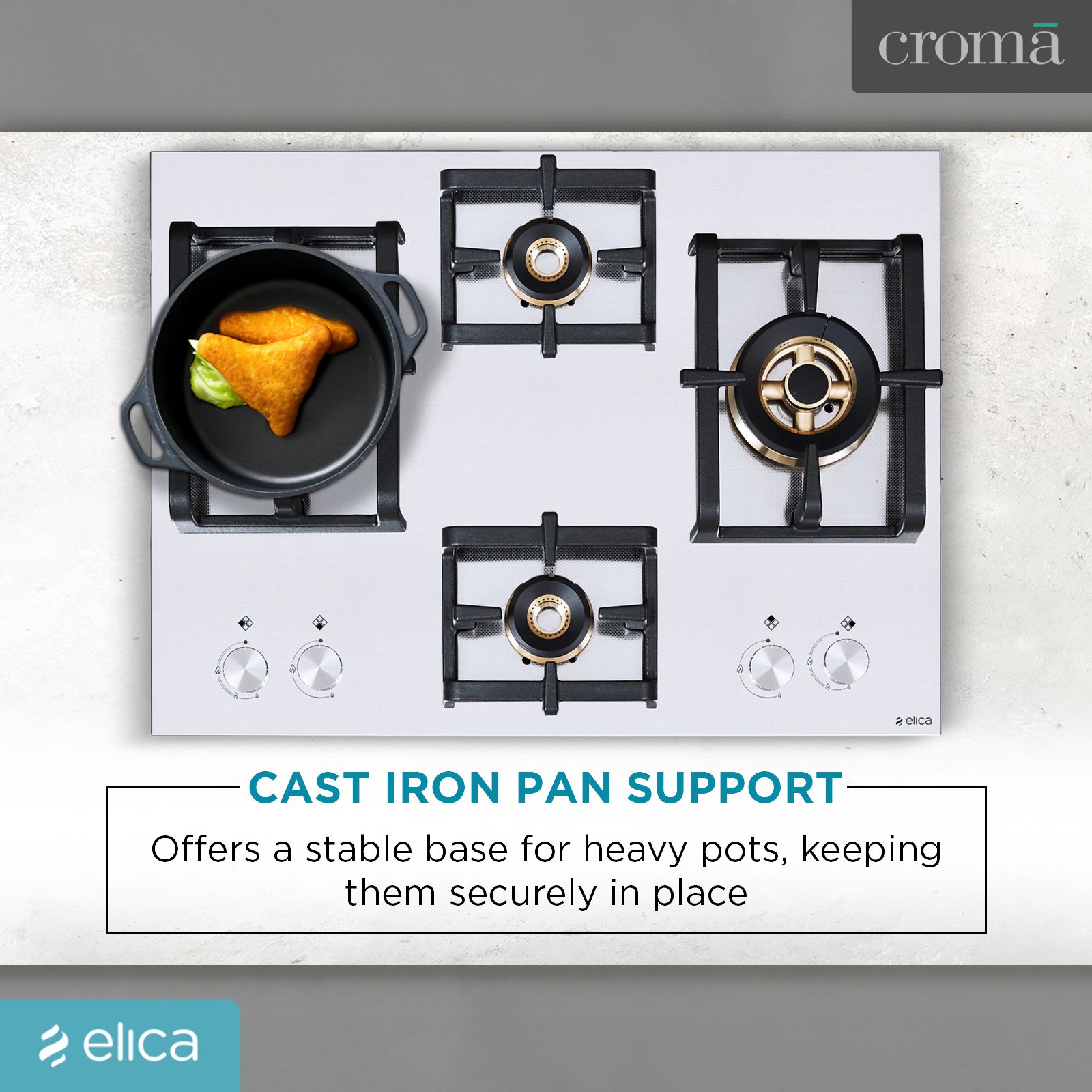 Elica INOX PRO FB MFC 4B 70 DX 4 Burner Automatic Electric Hob (Round Metallic Knob, Stainless Steel)_9