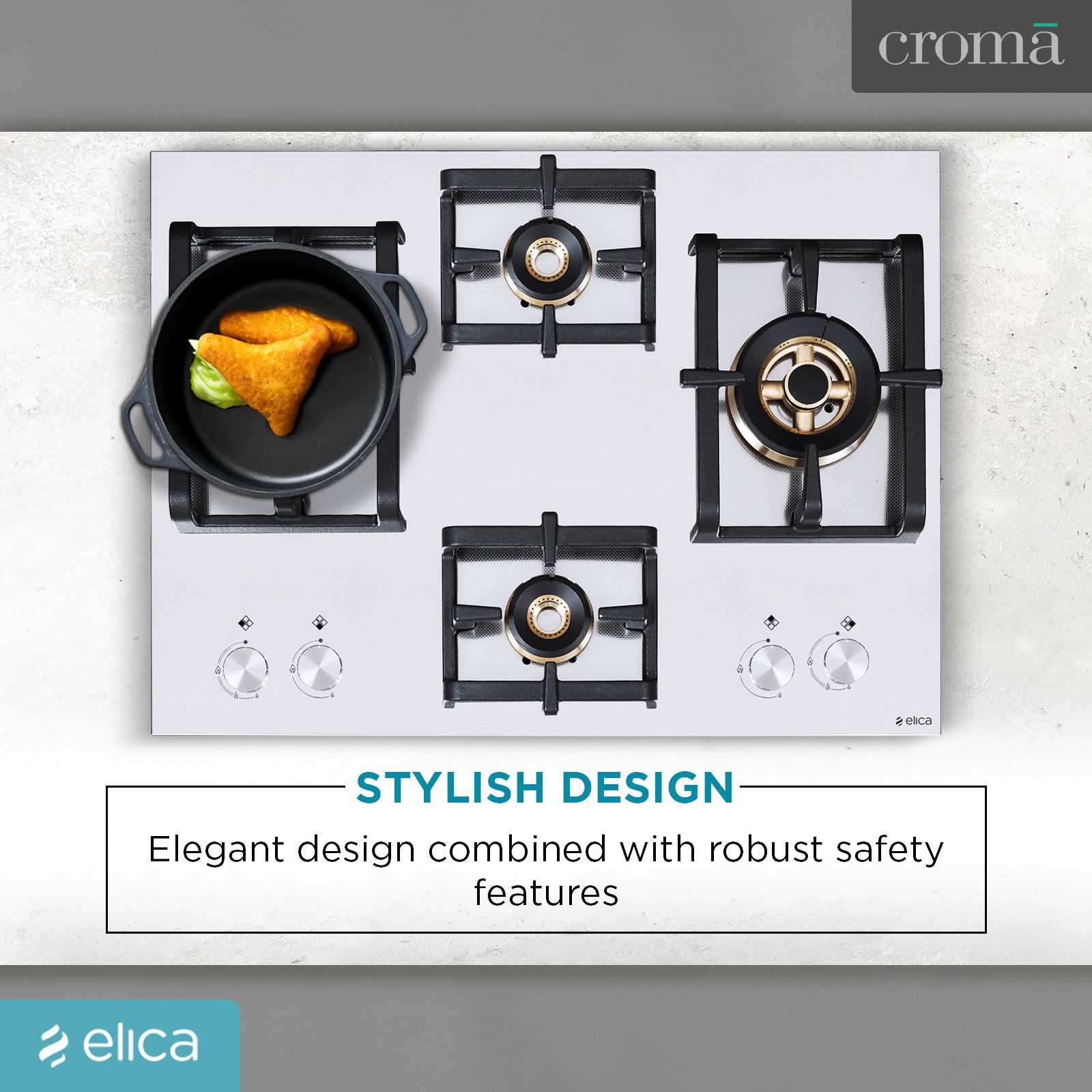 Elica INOX PRO FB MFC 4B 70 DX 4 Burner Automatic Electric Hob (Round Metallic Knob, Stainless Steel)_11