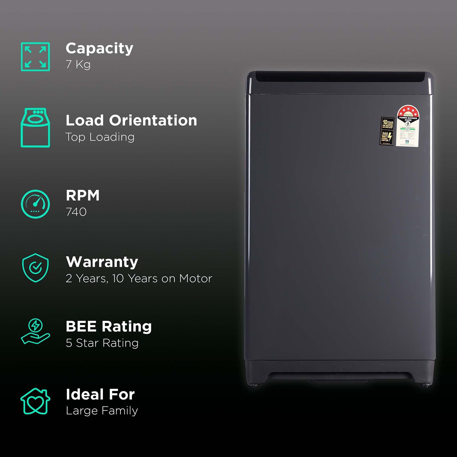 Whirlpool 7 kg 5 Star Fully Automatic Top Load Washing Machine (Whitemagic Premier GenX, 31467, Lint Filter, Grey)_2