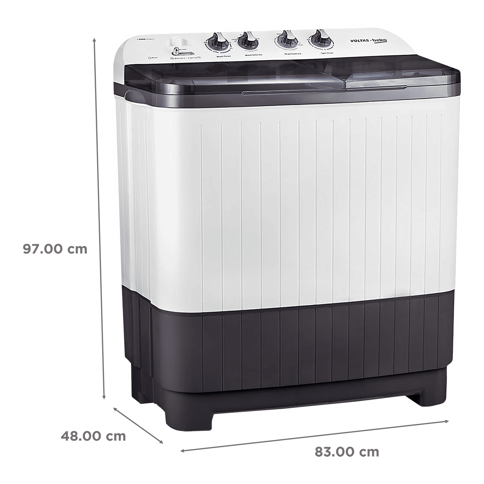 VOLTAS beko 7.5 kg 5 Star Semi Automatic Washing Machine with IPX4 Control Panel (WTT75DGRT, Grey) VOLTAS beko 7.5 kg 5 Star Semi Automatic Washing Machine with IPX4 Control Panel (WTT75DGRT, Grey)_3