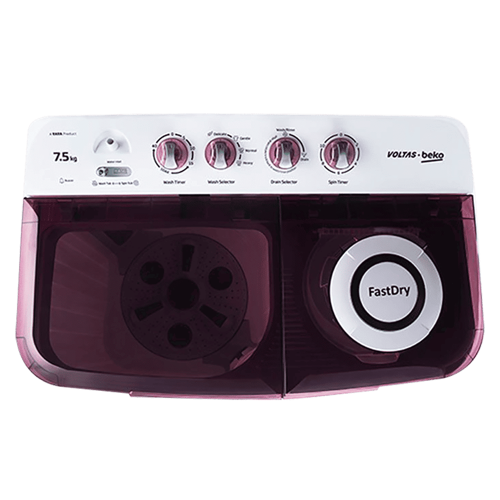 VOLTAS beko 7.5 kg 5 Star Semi Automatic Washing Machine with IPX4 Control Panel (WTT75DBRT, Burgundy)_4