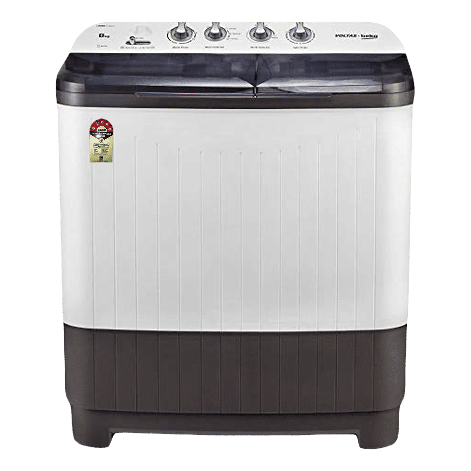 VOLTAS beko 8 kg 5 Star Semi Automatic Washing Machine with IPX4 Control Panel (WTT80DGRT, Grey)_1