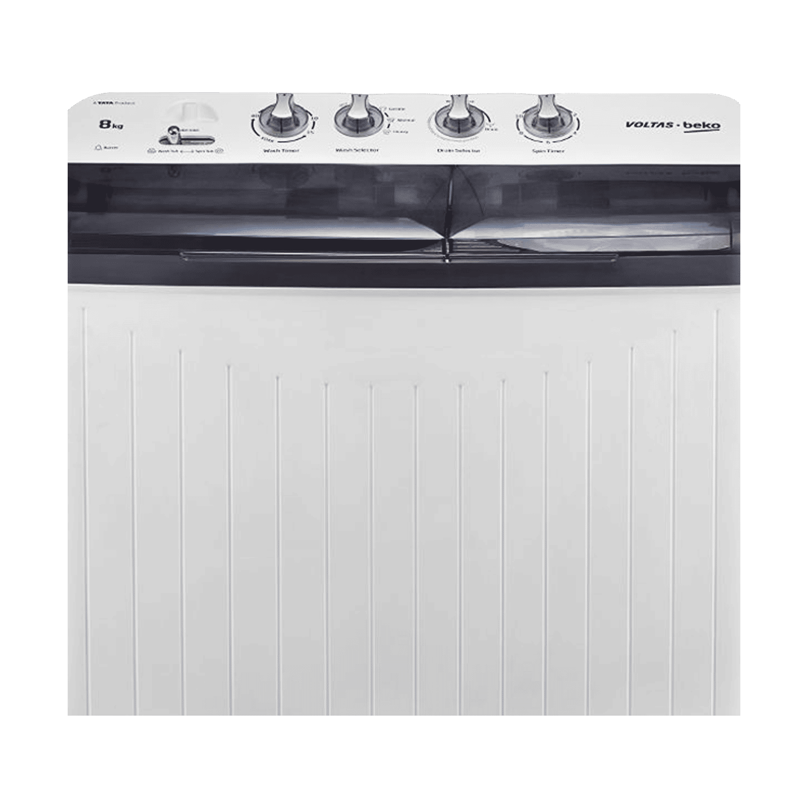 VOLTAS beko 8 kg 5 Star Semi Automatic Washing Machine with IPX4 Control Panel (WTT80DGRT, Grey)_10