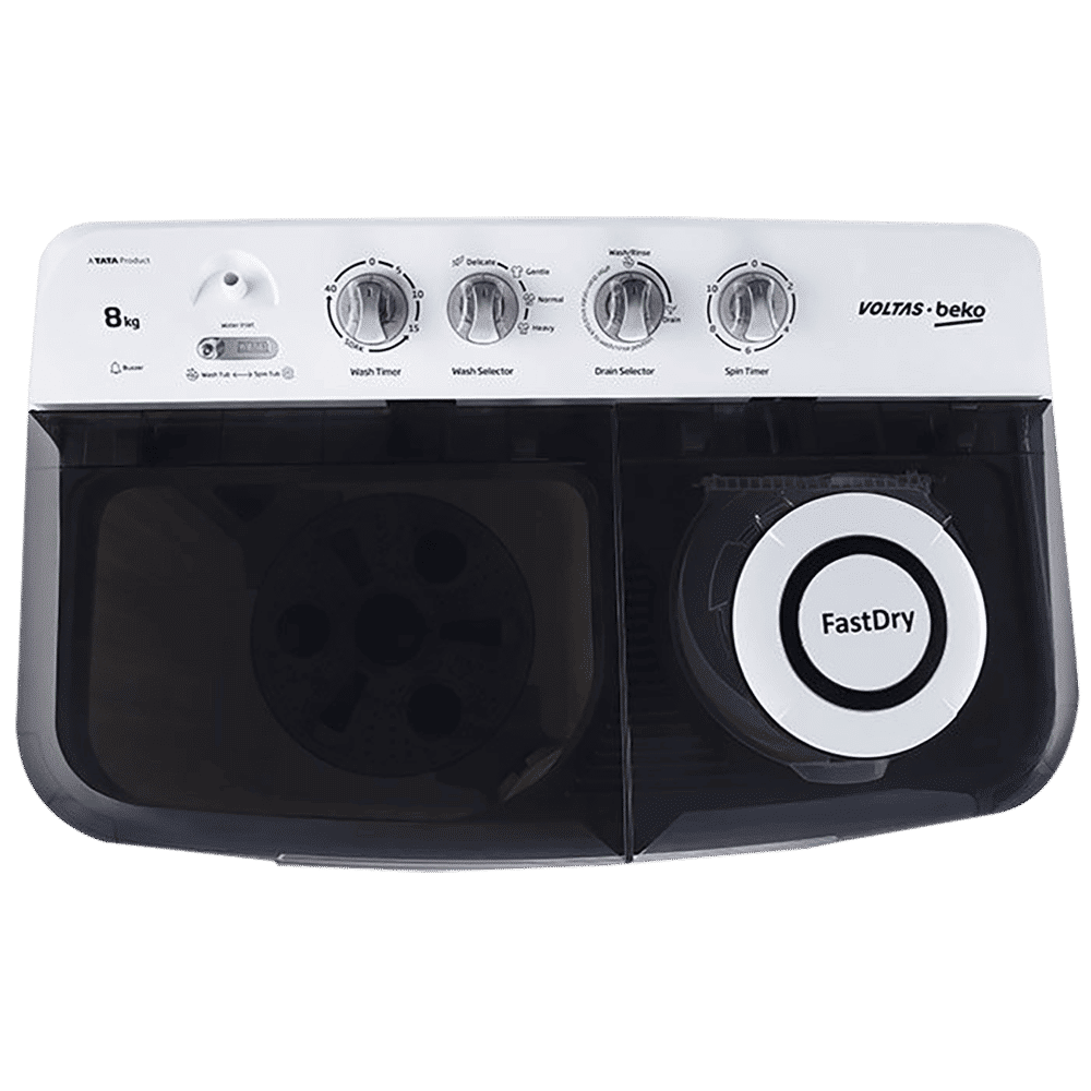 VOLTAS beko 8 kg 5 Star Semi Automatic Washing Machine with IPX4 Control Panel (WTT80DGRT, Grey)_4