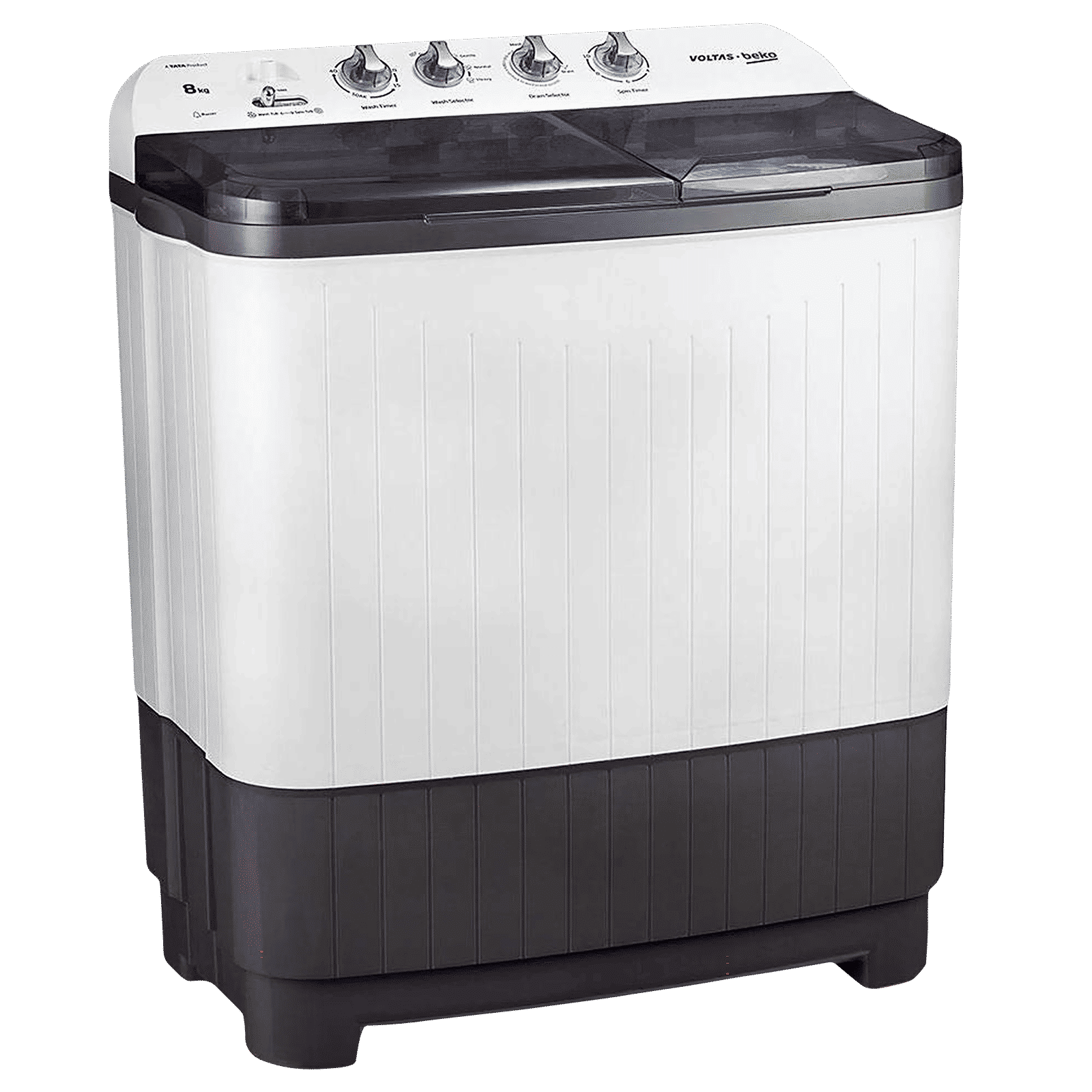 VOLTAS beko 8 kg 5 Star Semi Automatic Washing Machine with IPX4 Control Panel (WTT80DGRT, Grey)_5