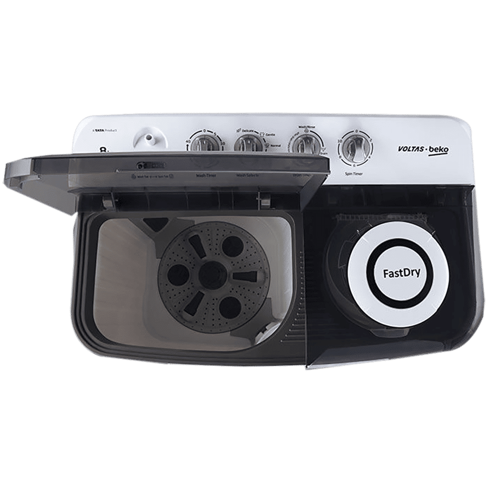 VOLTAS beko 8 kg 5 Star Semi Automatic Washing Machine with IPX4 Control Panel (WTT80DGRT, Grey)_7
