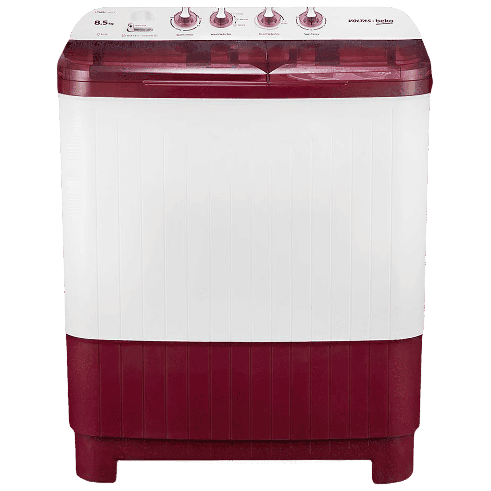 VOLTAS beko 8.5 kg 5 Star Semi Automatic Washing Machine with IPX4 Control Panel (WTT85DBRT, Burgundy)_1