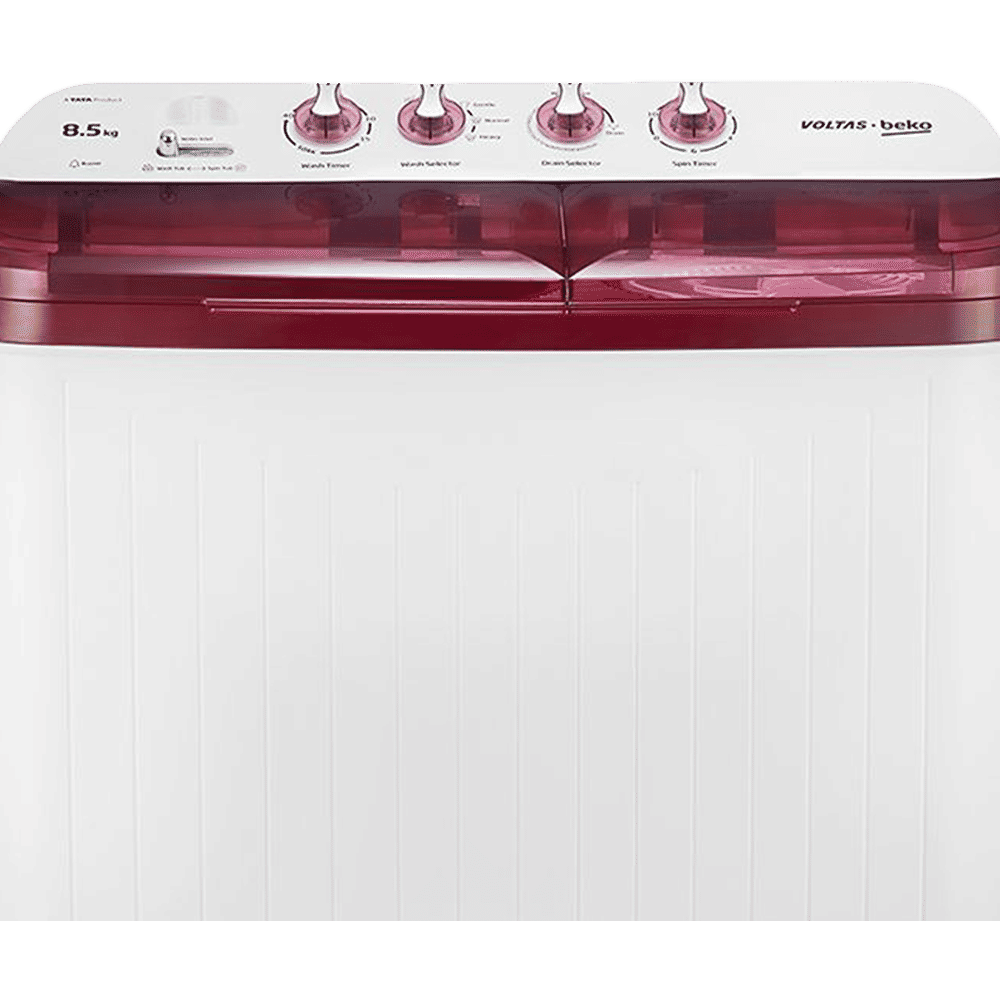 VOLTAS beko 8.5 kg 5 Star Semi Automatic Washing Machine with IPX4 Control Panel (WTT85DBRT, Burgundy)_8