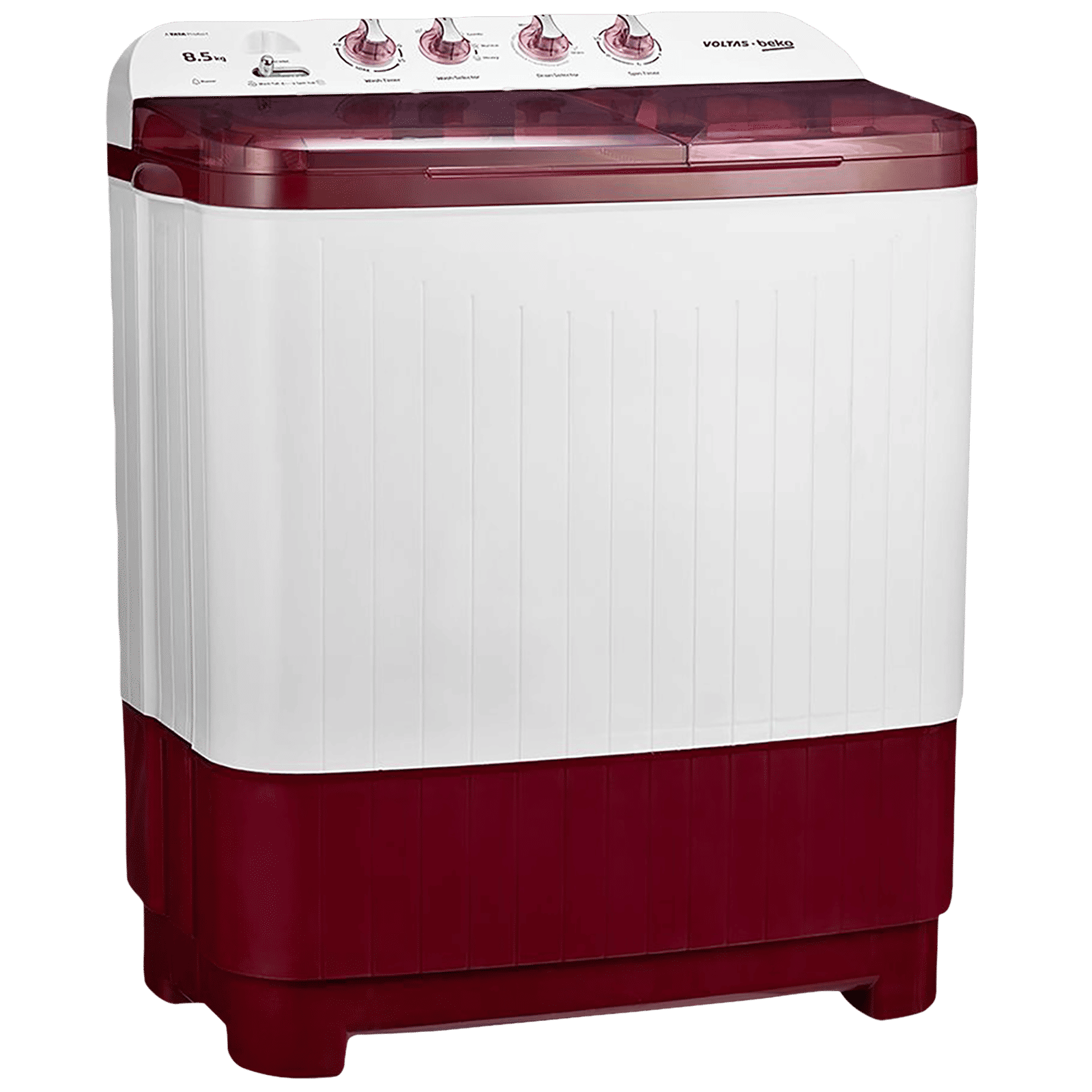VOLTAS beko 8.5 kg 5 Star Semi Automatic Washing Machine with IPX4 Control Panel (WTT85DBRT, Burgundy)_5