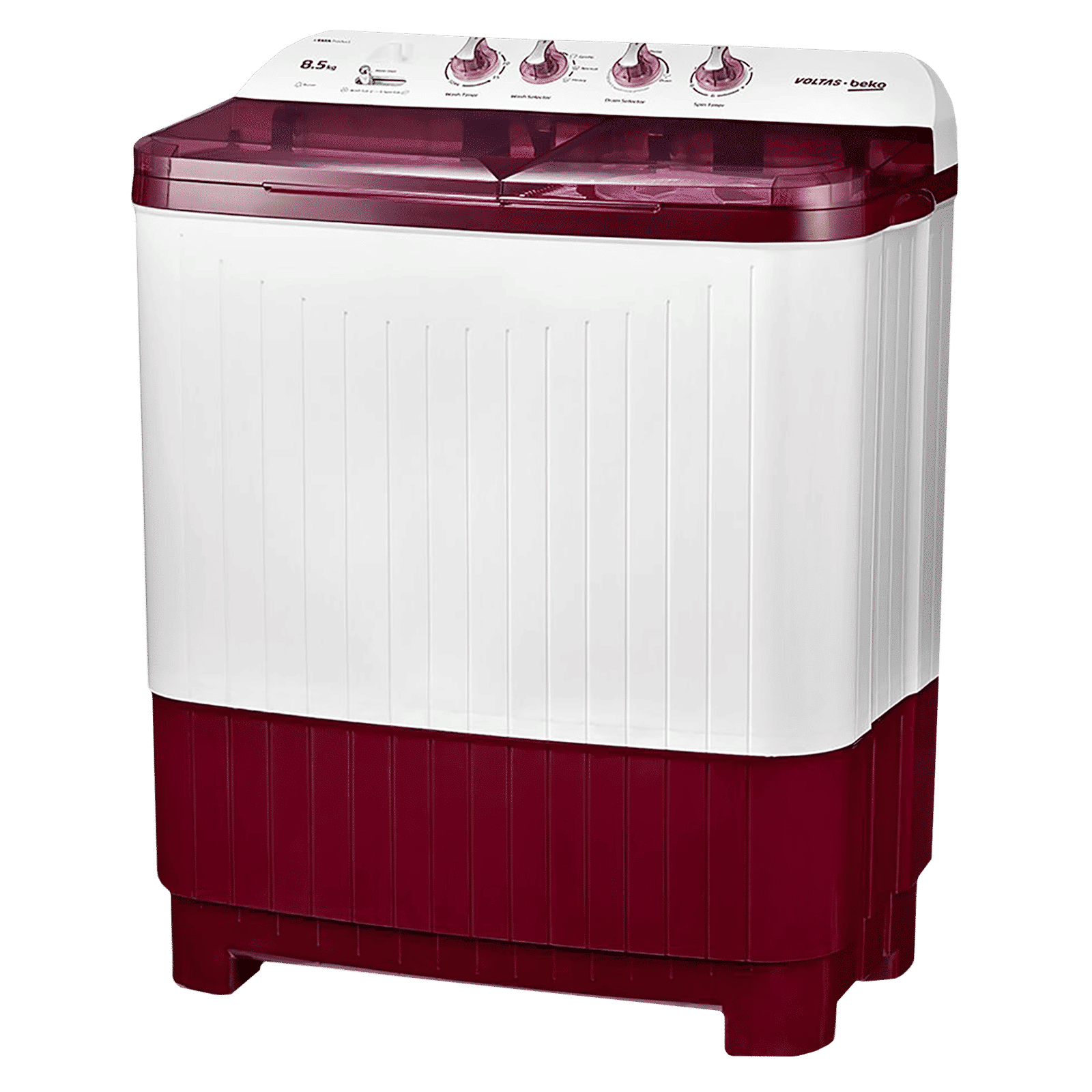 VOLTAS beko 8.5 kg 5 Star Semi Automatic Washing Machine with IPX4 Control Panel (WTT85DBRT, Burgundy)_6
