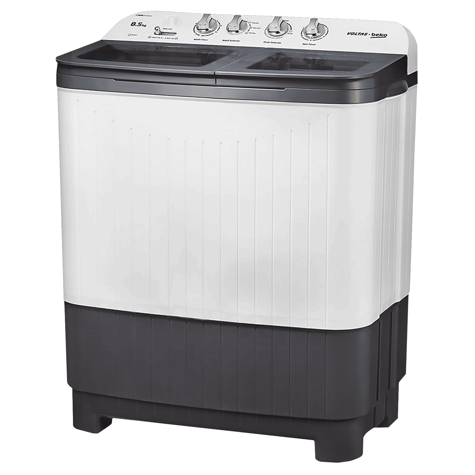 VOLTAS beko 8.5 kg 5 Star Semi Automatic Washing Machine with IPX4 Control Panel (WTT85DGRG, Grey)_6