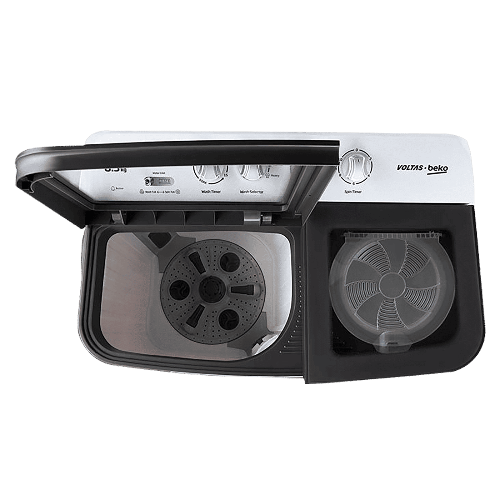 VOLTAS beko 8.5 kg 5 Star Semi Automatic Washing Machine with IPX4 Control Panel (WTT85DGRG, Grey)_7