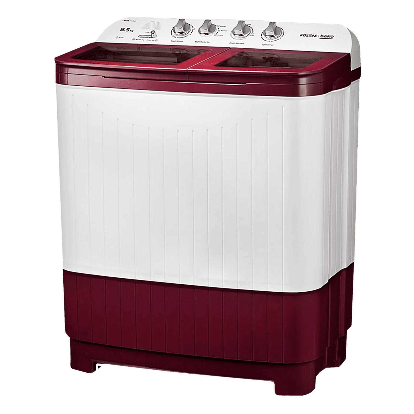 VOLTAS beko 8.5 kg 5 Star Semi Automatic Washing Machine with IPX4 Control Panel (WTT85DBRG, Burgundy)_6