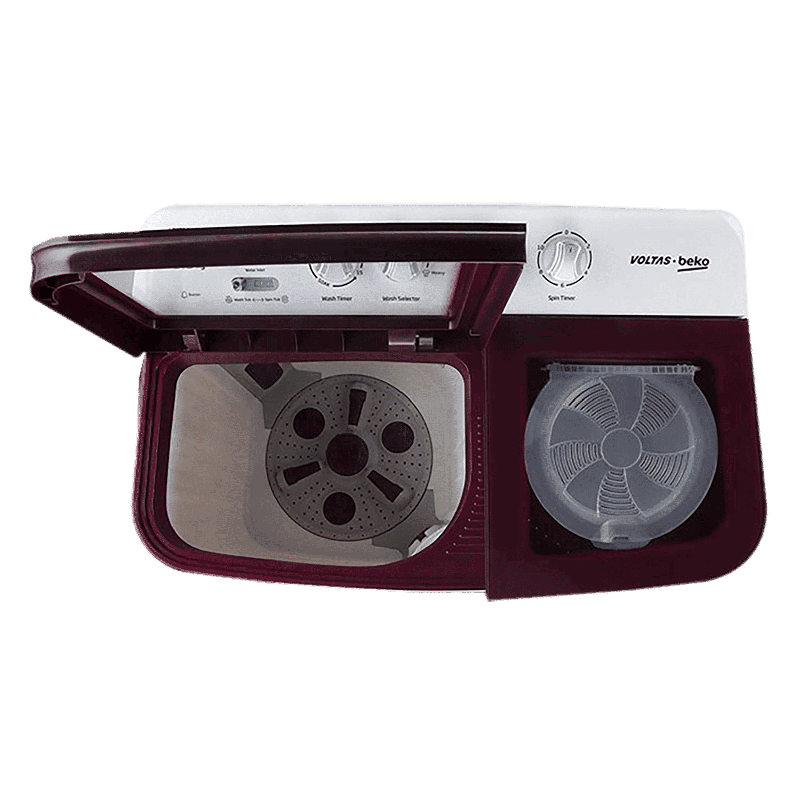 VOLTAS beko 8.5 kg 5 Star Semi Automatic Washing Machine with IPX4 Control Panel (WTT85DBRG, Burgundy)_7