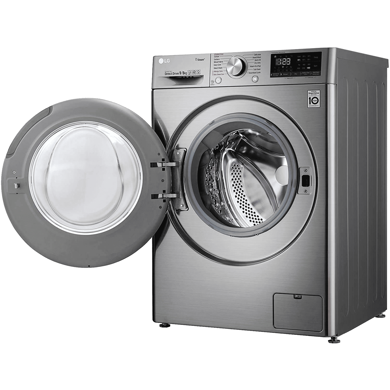 LG 9/5 kg 5 Star Inverter Fully Automatic Front Load Washer Dryer (FHD0905SWS.ASSQEIL, Steam Wash Technology, Silver)_12