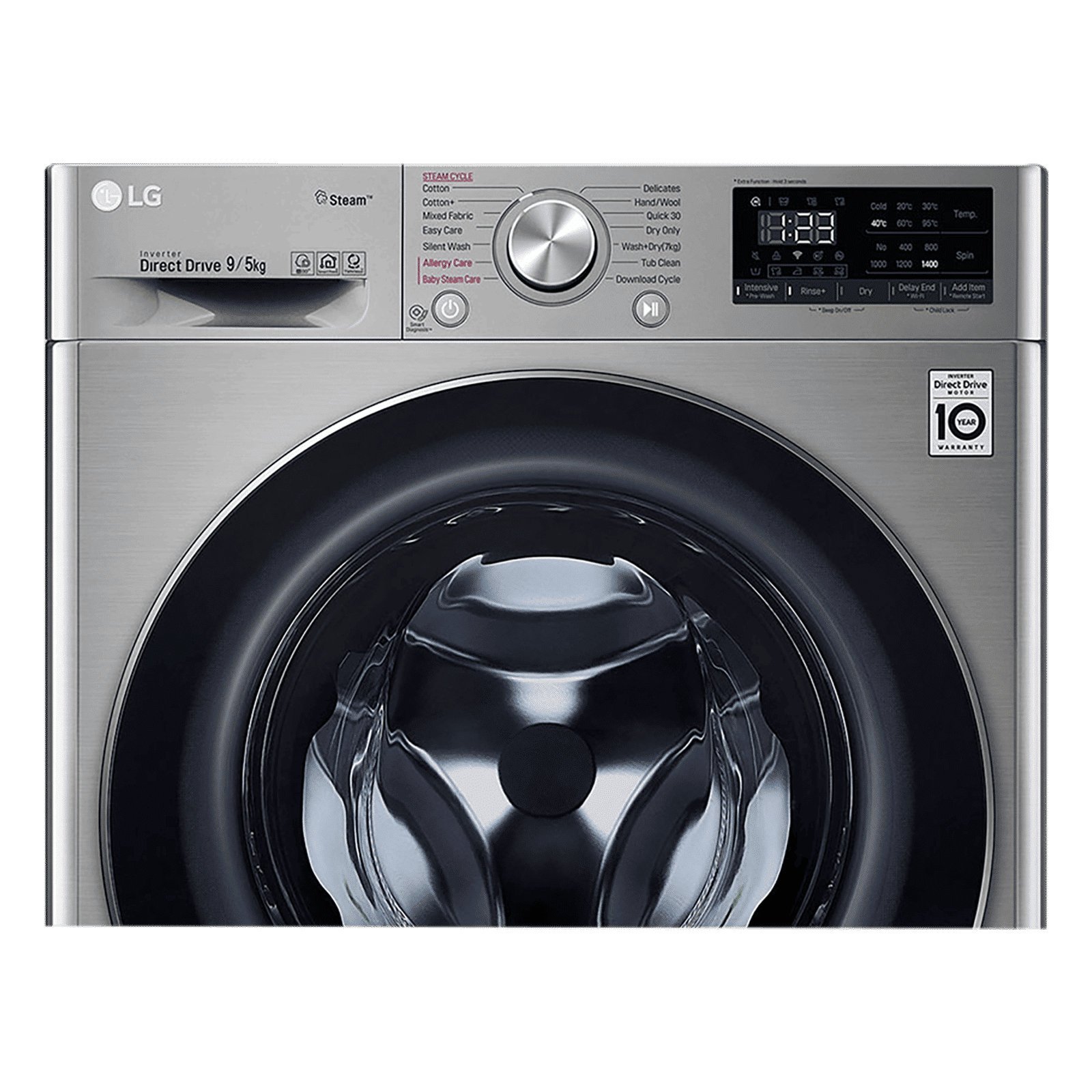 LG 9/5 kg 5 Star Inverter Fully Automatic Front Load Washer Dryer (FHD0905SWS.ASSQEIL, Steam Wash Technology, Silver)_4