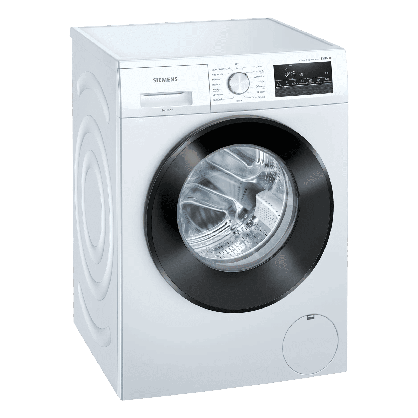 SIEMENS 8 kg 5 Star Fully Automatic Front Load Washing Machine (iQ500, WM12J26WIN, Wave Drum, White)_1