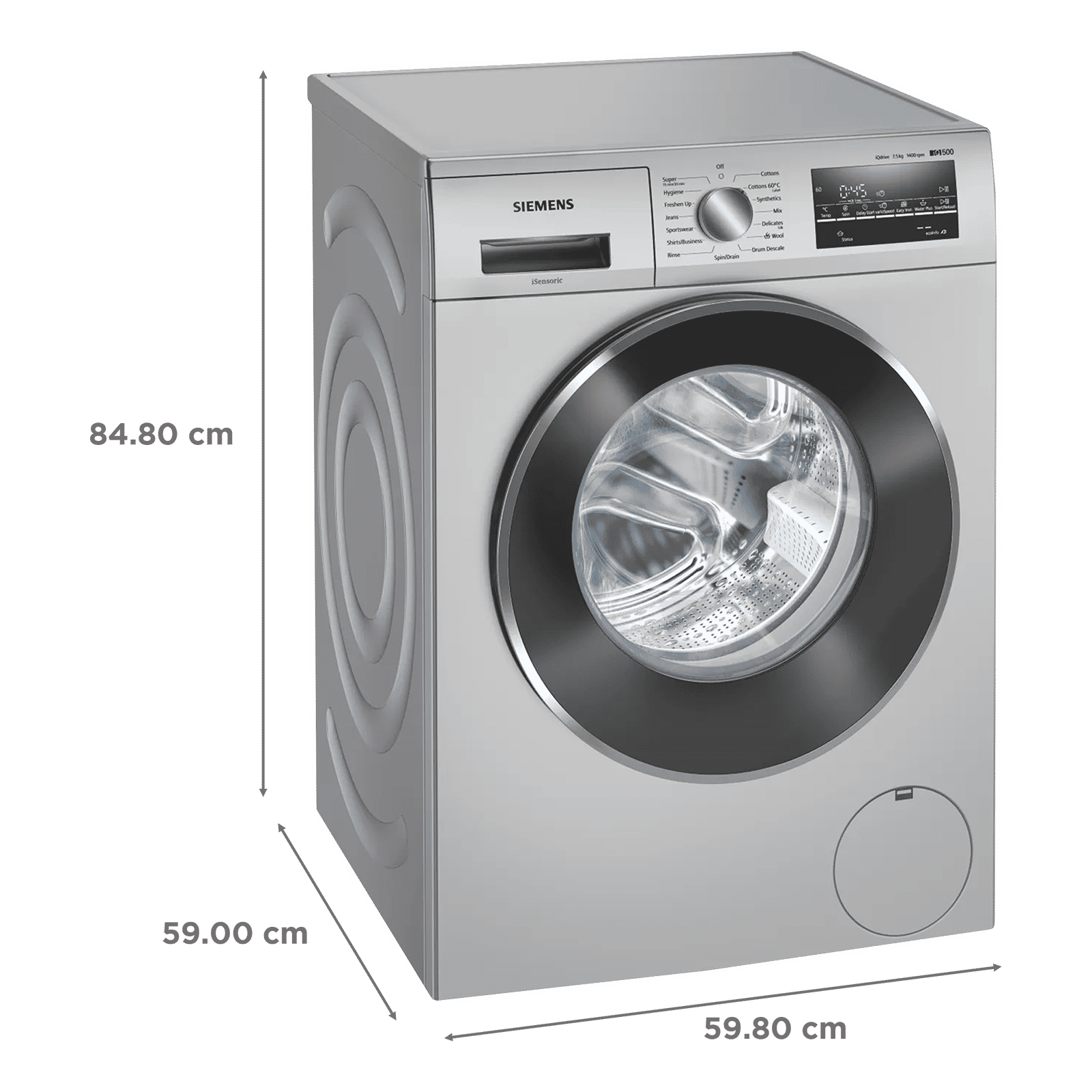 SIEMENS 7.5 kg 5 Star Fully Automatic Front Load Washing Machine (iQ500, WM14J46IIN, Wave Drum, Silver) SIEMENS 7.5 kg 5 Star Fully Automatic Front Load Washing Machine (iQ500, WM14J46IIN, Wave Drum, Silver)_3