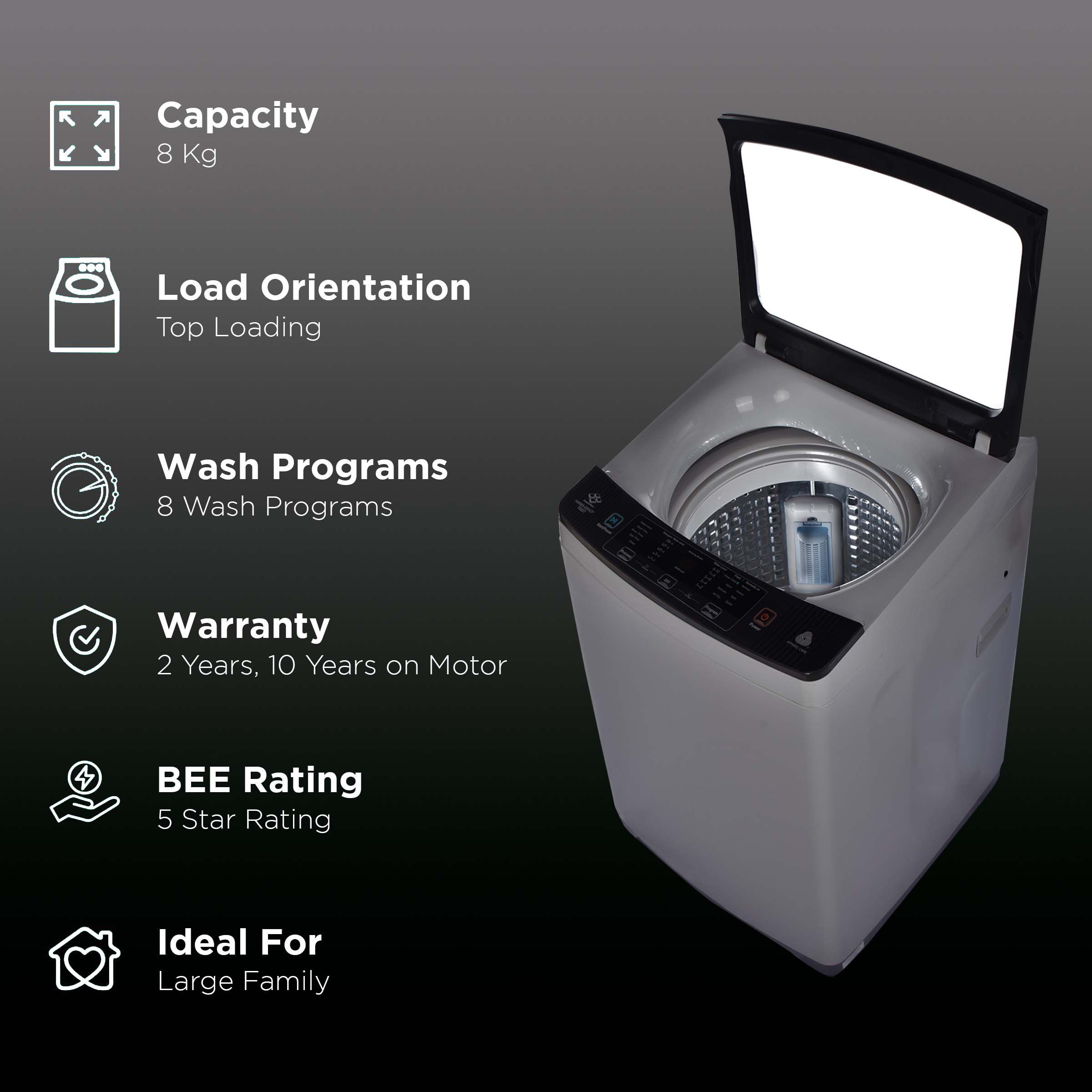 Haier 8 kg 5 Star Fully Automatic Top Load Washing Machine (826 Series, HWM80-826DNZP, Magic Filter, Titanium Silver Grey) Haier 8 kg 5 Star Fully Automatic Top Load Washing Machine (826 Series, HWM80-826DNZP, Magic Filter, Titanium Silver Grey)_2