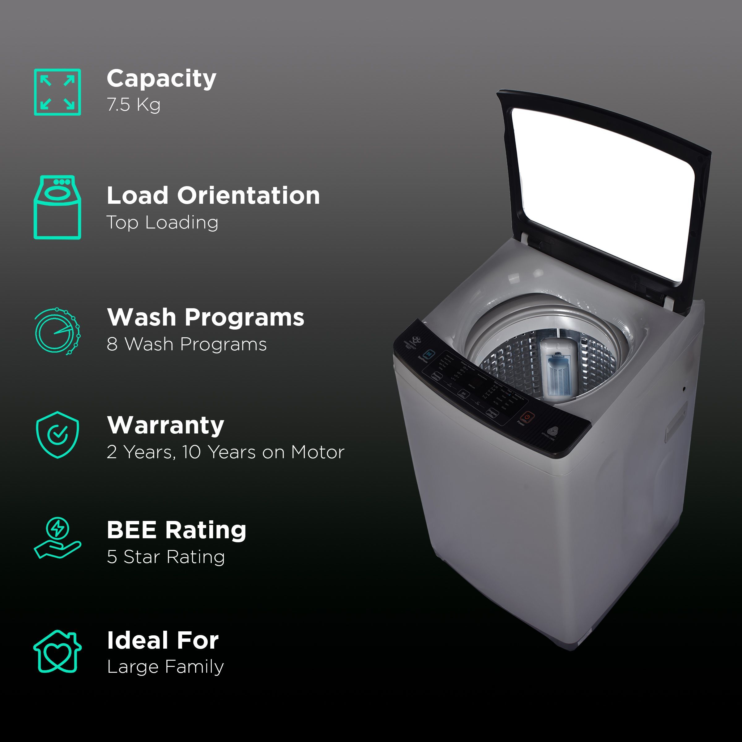 Haier 7.5 kg 5 Star Fully Automatic Top Load Washing Machine (826 Series, HWM75-826DNZP, Magic Filter, Titanium Silver Grey)_2