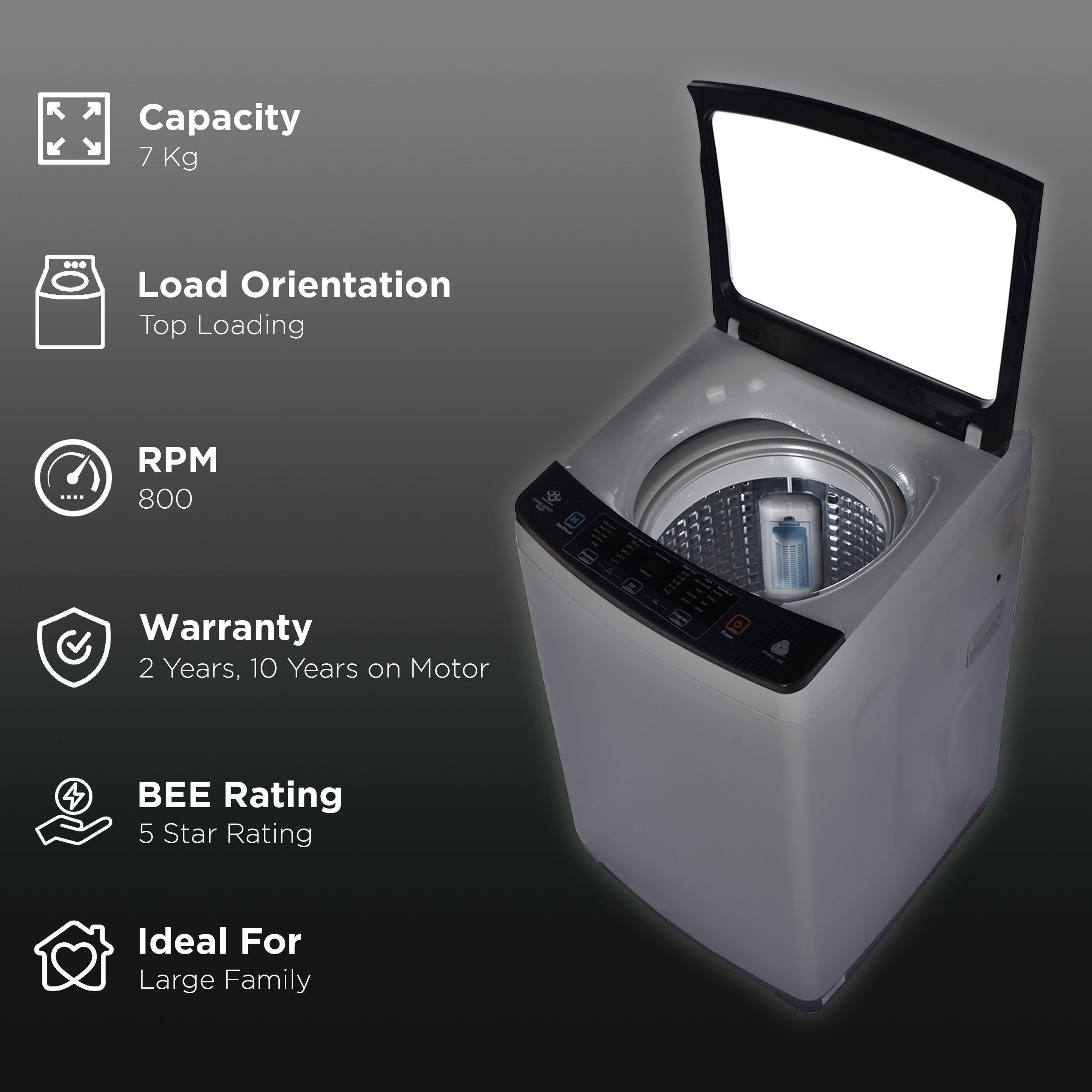 Haier 7 kg 5 Star Fully Automatic Top Load Washing Machine (826 Series, HWM70-826DNZP, NZP Technology, Titanium Silver Grey)_2