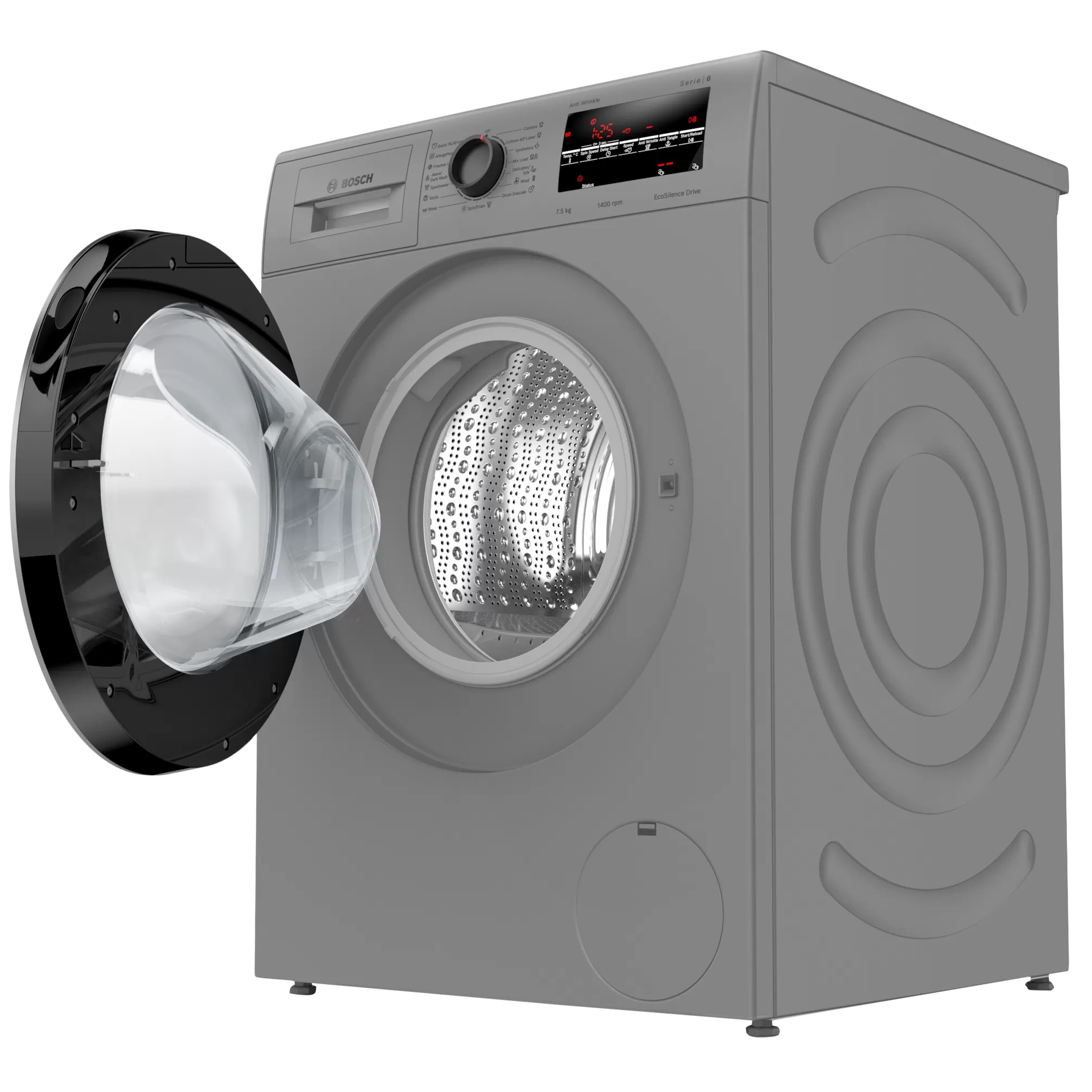 BOSCH 7.5 kg 5 Star Fully Automatic Front Load Washing Machine (Series 6, WAJ2846DIN, Anti Wrinkle Function, Silver)_5