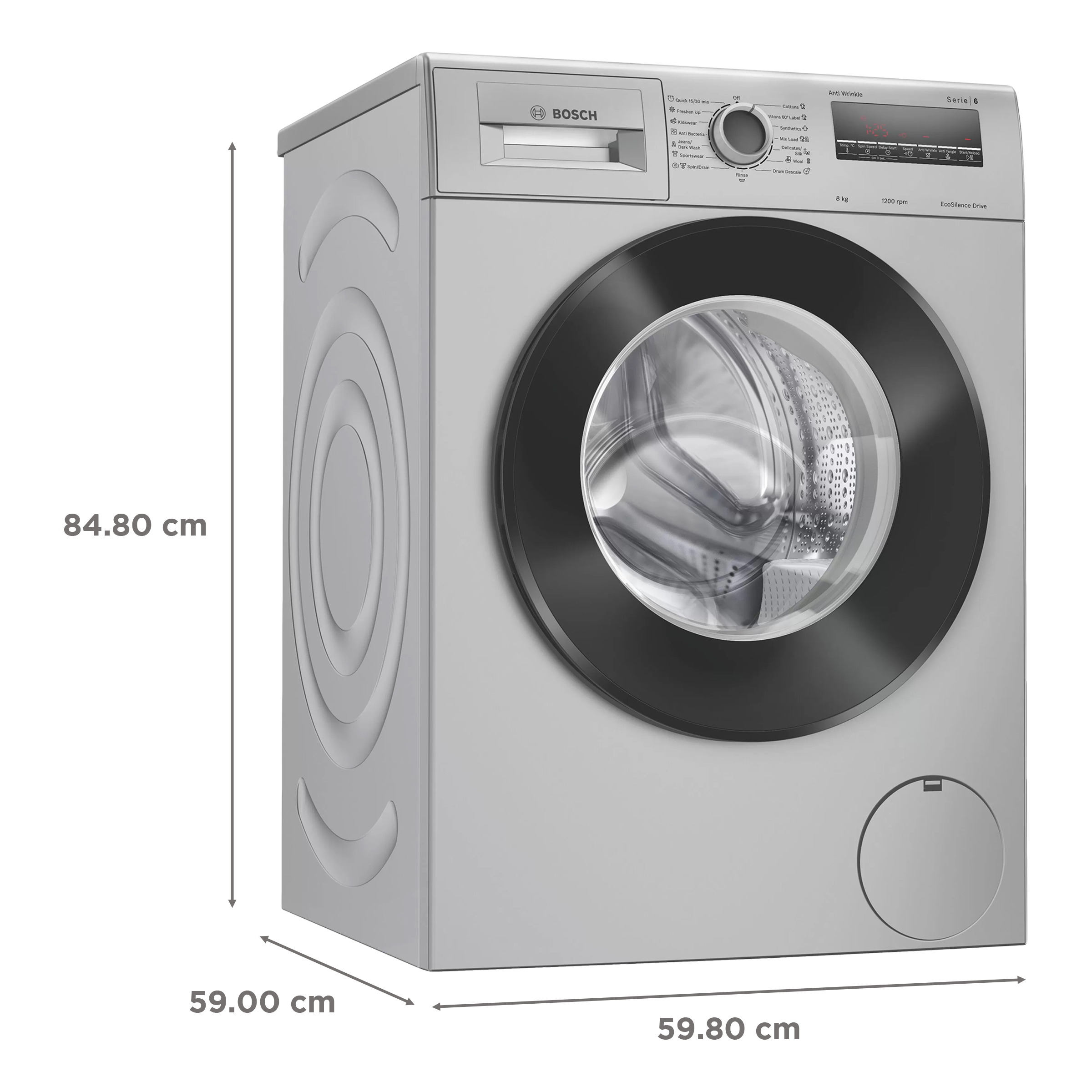 BOSCH 8 kg 5 Star Fully Automatic Front Load Washing Machine (Series 6, WAJ2426GIN, Reload Function, Silver)_3
