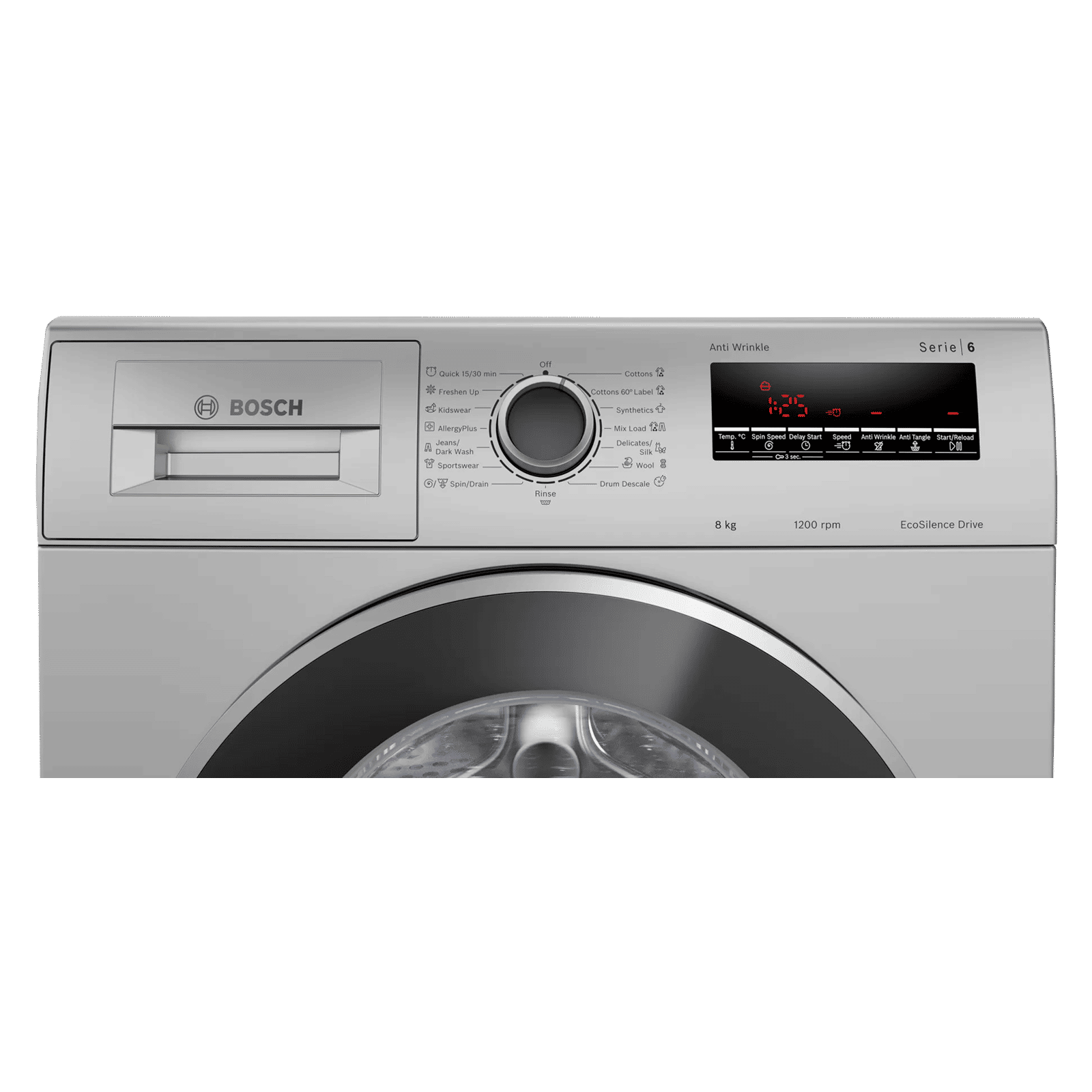 BOSCH 8 kg 5 Star Fully Automatic Front Load Washing Machine (Series 6, WAJ2426GIN, Reload Function, Silver)_4
