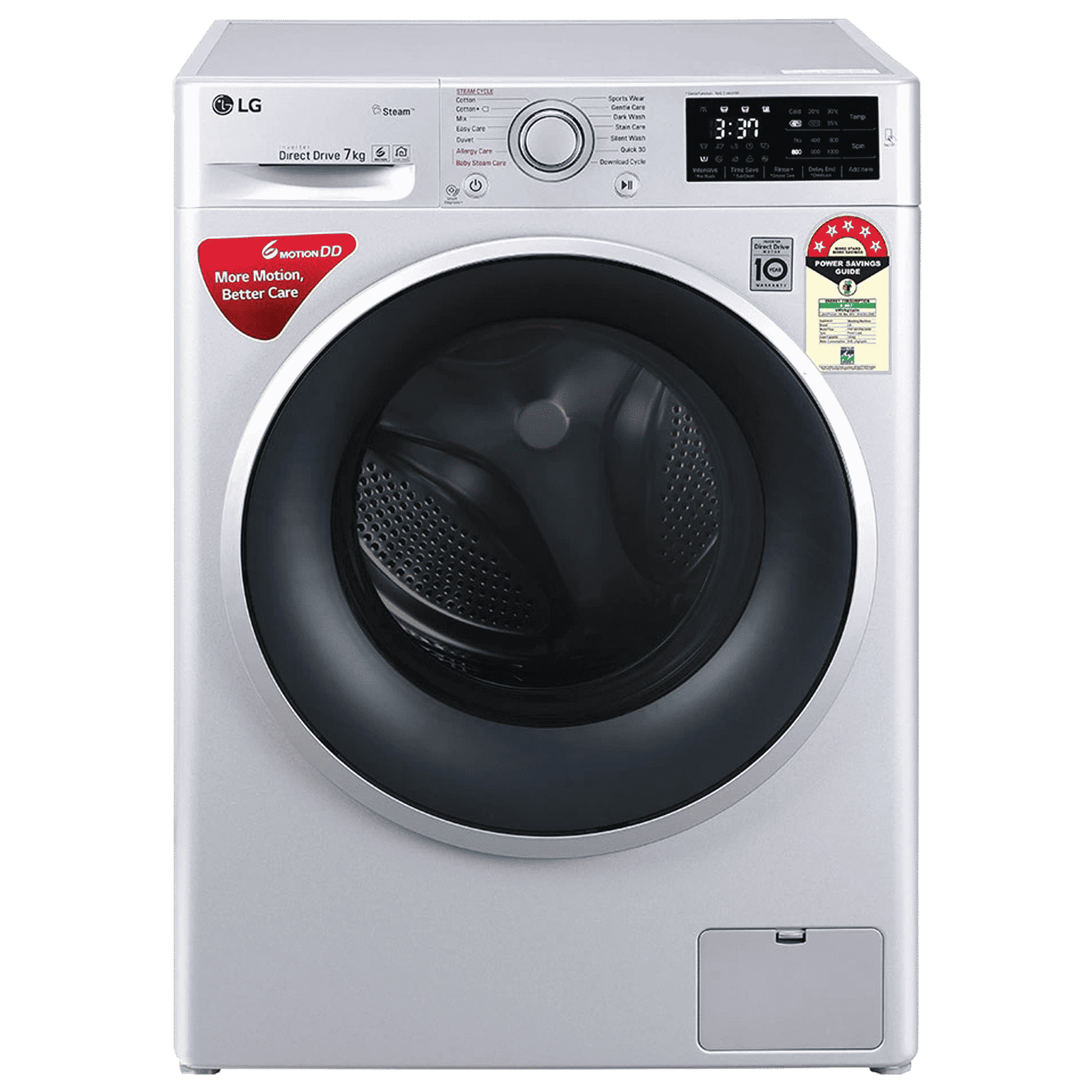 LG 7 kg 5 Star Inverter Fully Automatic Front Load Washing Machine (FHT1207ZNL.ALSQEIL, In-Built Heater, Silver) LG 7 kg 5 Star Inverter Fully Automatic Front Load Washing Machine (FHT1207ZNL.ALSQEIL, In-Built Heater, Silver)_1