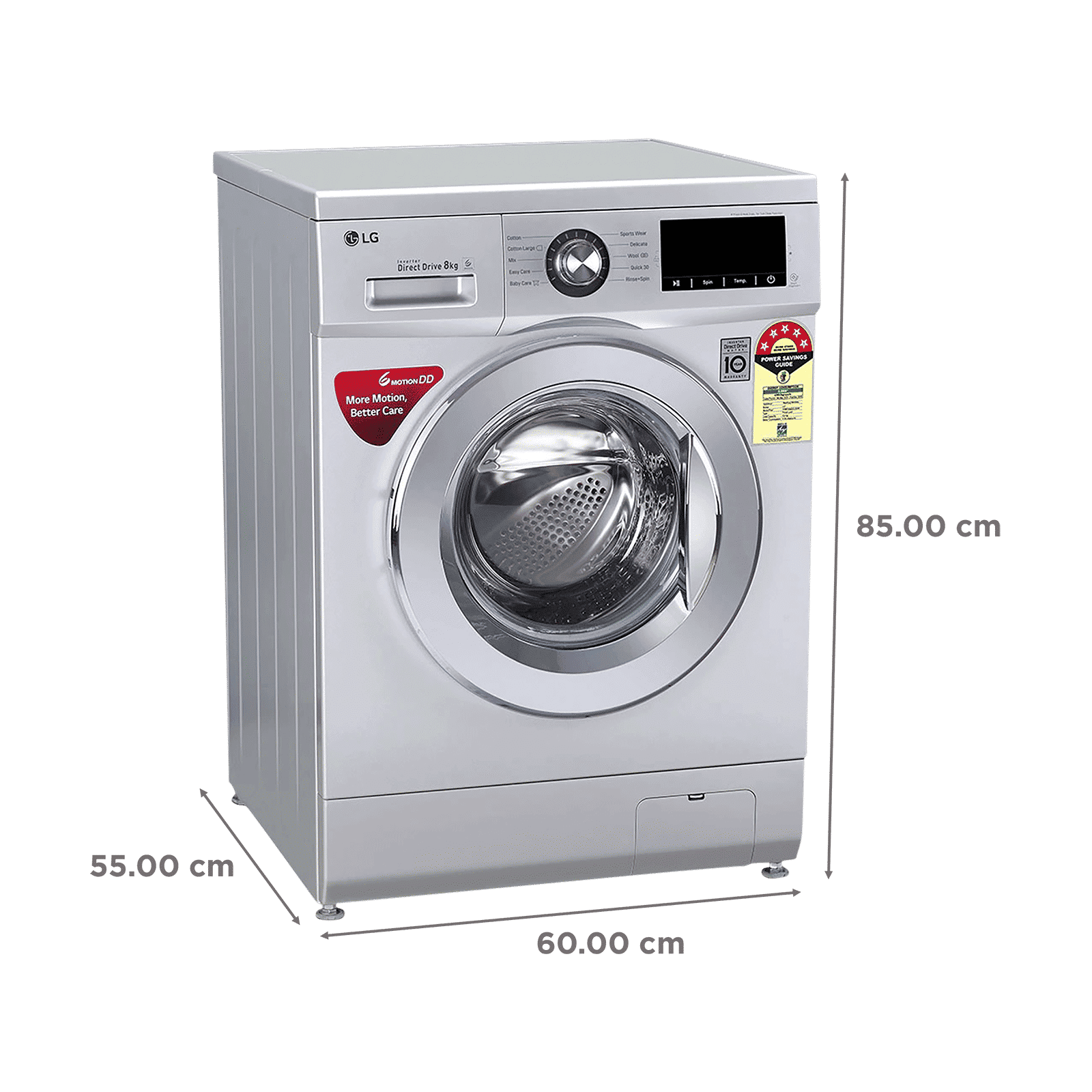 LG 8 kg 5 Star Inverter Fully Automatic Front Load Washing Machine (FHM1208ZDL.ALSQEIL, Inverter Control System, Luxury Silver) LG 8 kg 5 Star Inverter Fully Automatic Front Load Washing Machine (FHM1208ZDL.ALSQEIL, Inverter Control System, Luxury Silver)_3