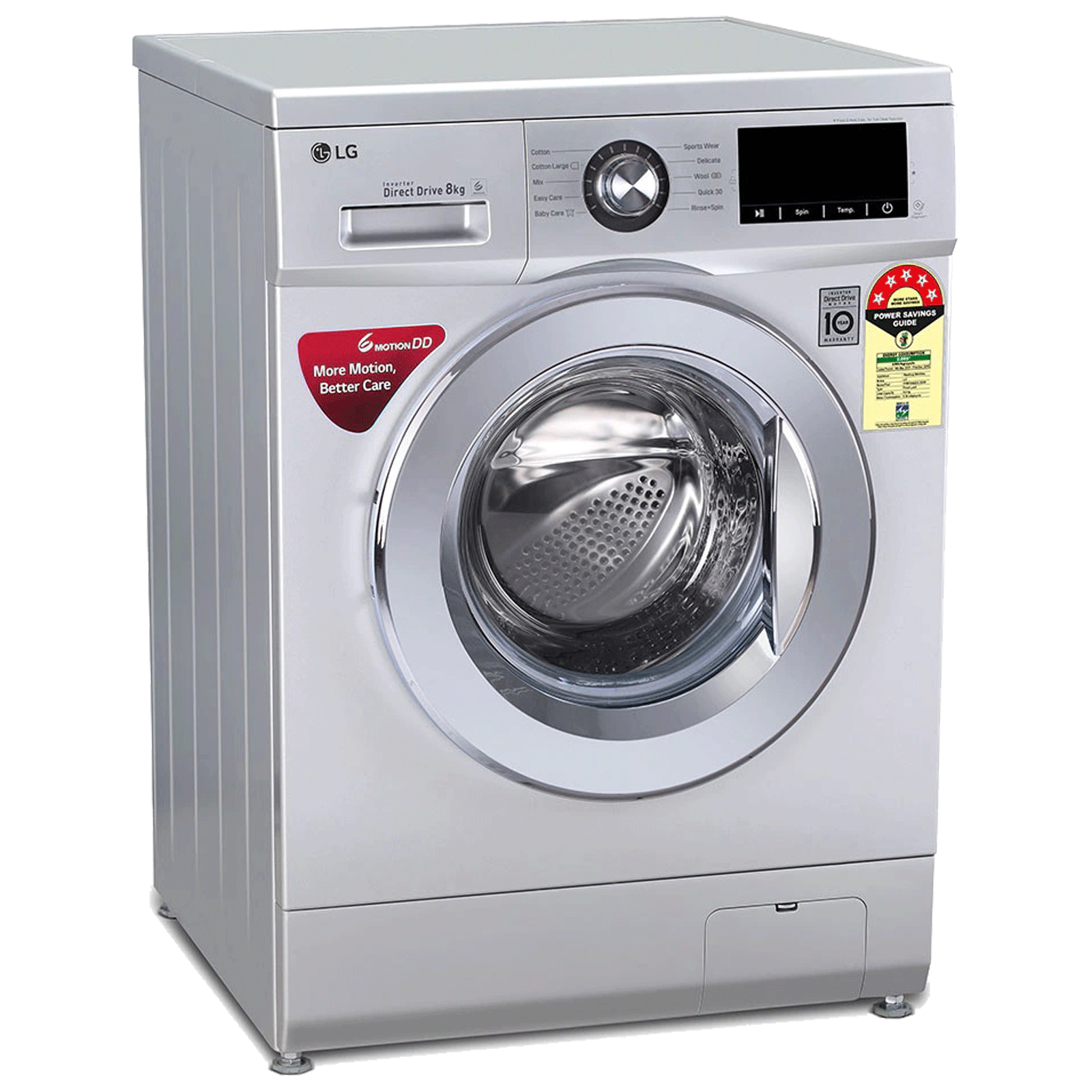 LG 8 kg 5 Star Inverter Fully Automatic Front Load Washing Machine (FHM1208ZDL.ALSQEIL, Inverter Control System, Luxury Silver) LG 8 kg 5 Star Inverter Fully Automatic Front Load Washing Machine (FHM1208ZDL.ALSQEIL, Inverter Control System, Luxury Silver)_4