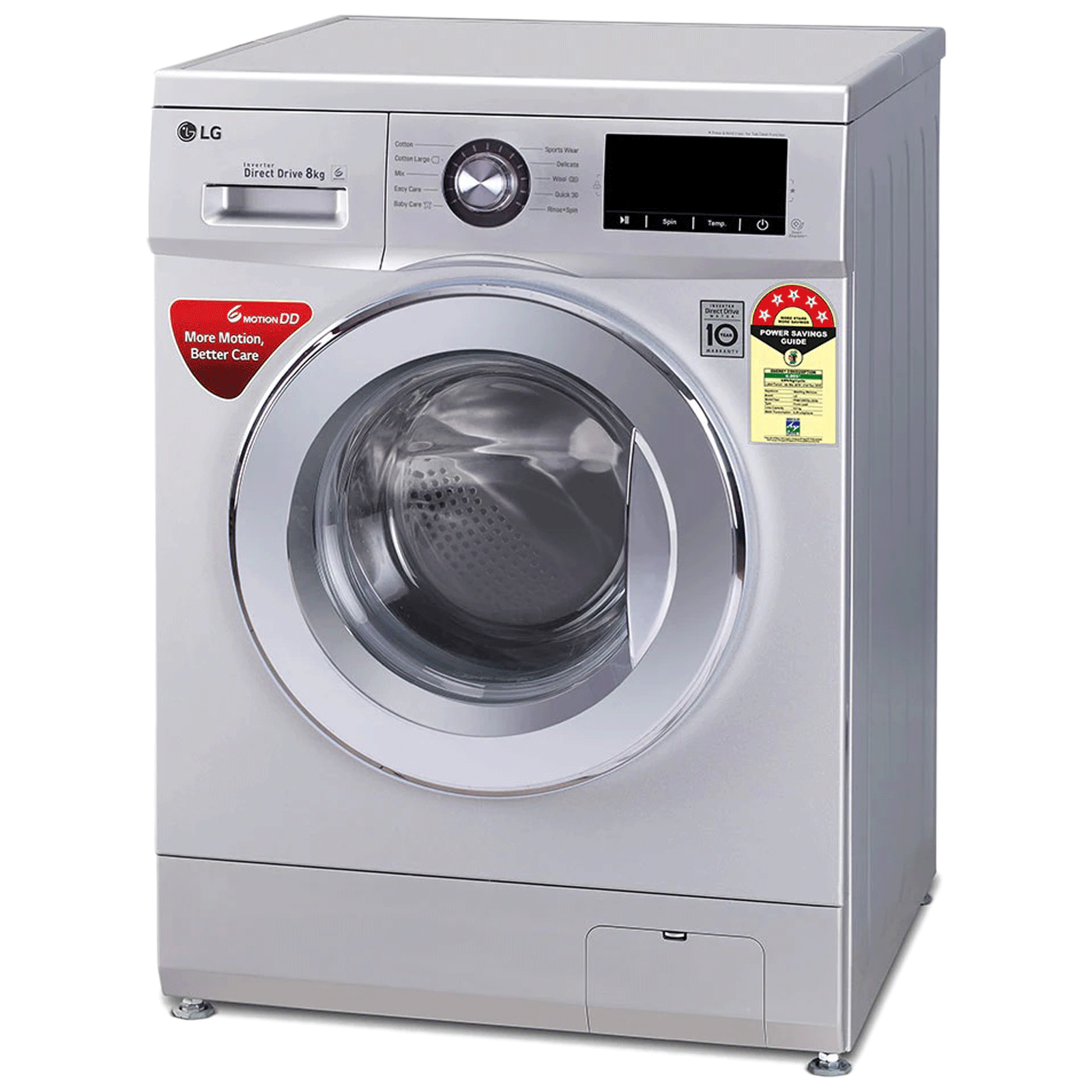 LG 8 kg 5 Star Inverter Fully Automatic Front Load Washing Machine (FHM1208ZDL.ALSQEIL, Inverter Control System, Luxury Silver) LG 8 kg 5 Star Inverter Fully Automatic Front Load Washing Machine (FHM1208ZDL.ALSQEIL, Inverter Control System, Luxury Silver)_5