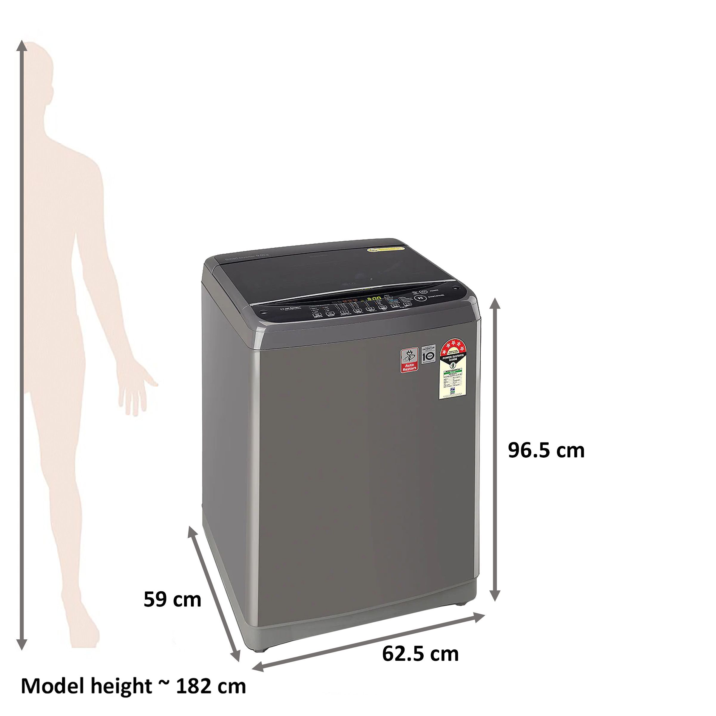 LG 9 kg 5 Star Inverter Fully Automatic Top Load Washing Machine (T90SJMB1Z.ABMQEIL, Smart Inverter Technology, Middle Black)_2