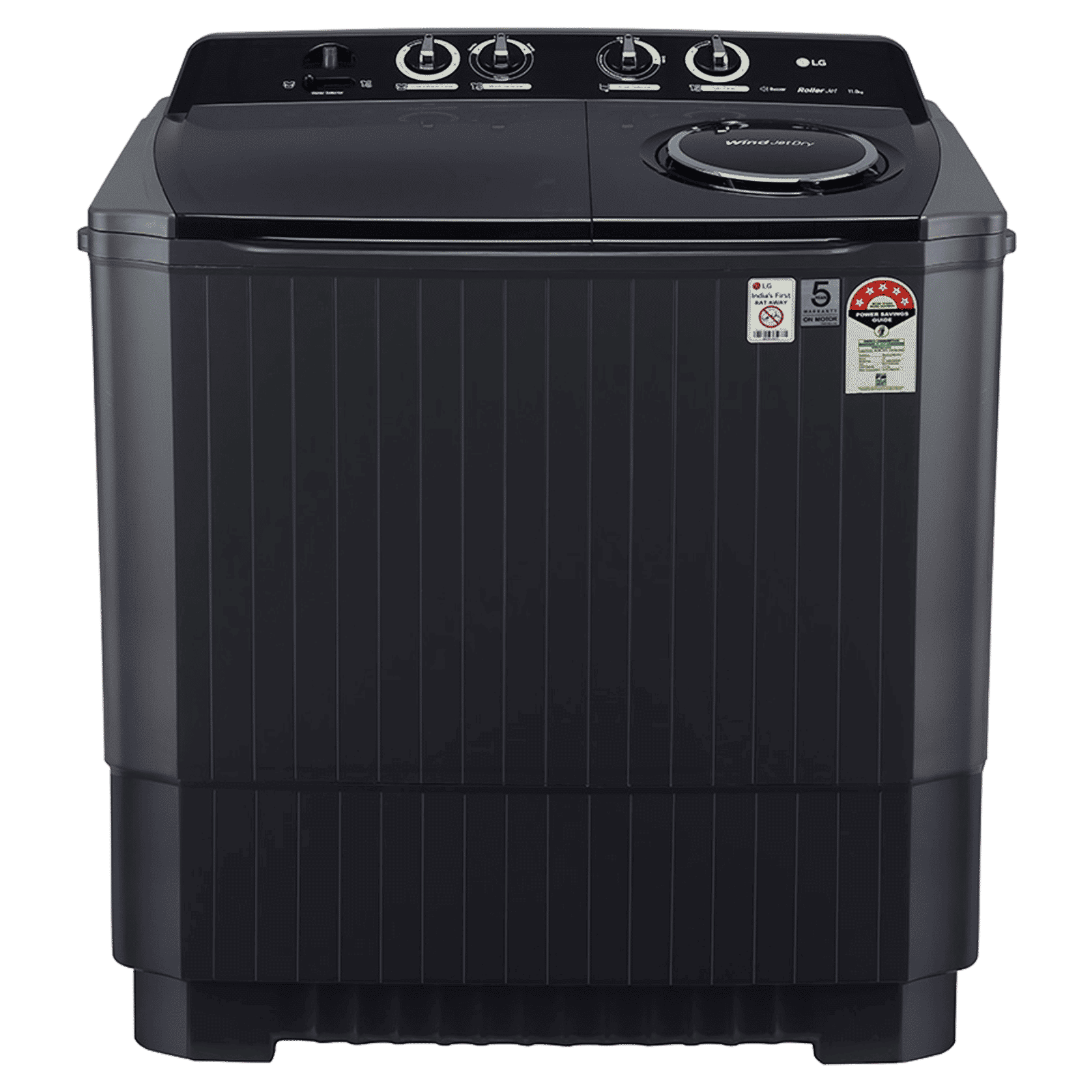 LG 11 kg 5 Star Semi Automatic Washing Machine with Lint Filter (P1155SKAZ.ABMQEIL, New Middle Black)_1