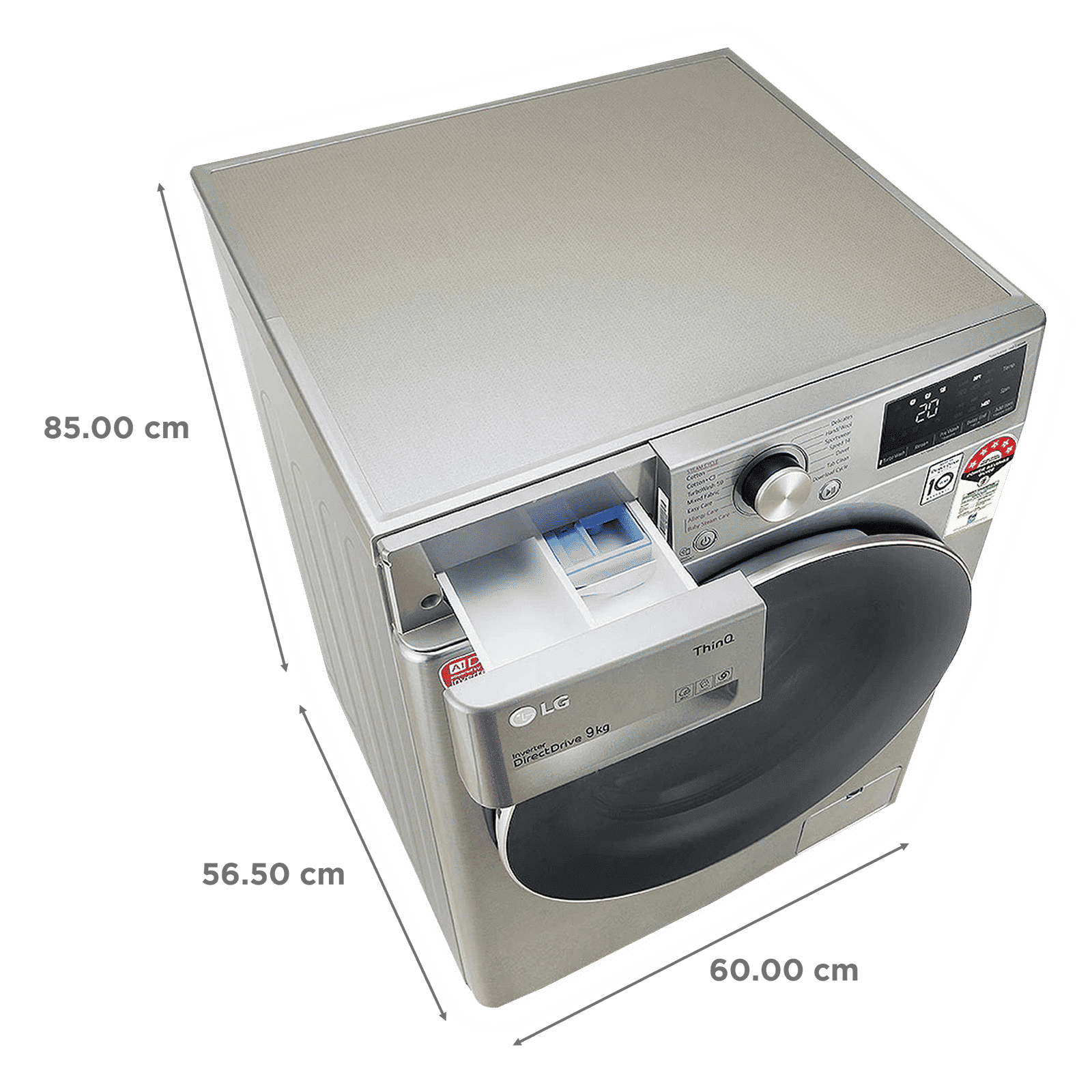 LG 9 kg 5 Star Inverter Fully Automatic Front Load Washing Machine (FHV1409ZWP.APSQEIL, Wi-Fi Support, Platinum Silver)_3