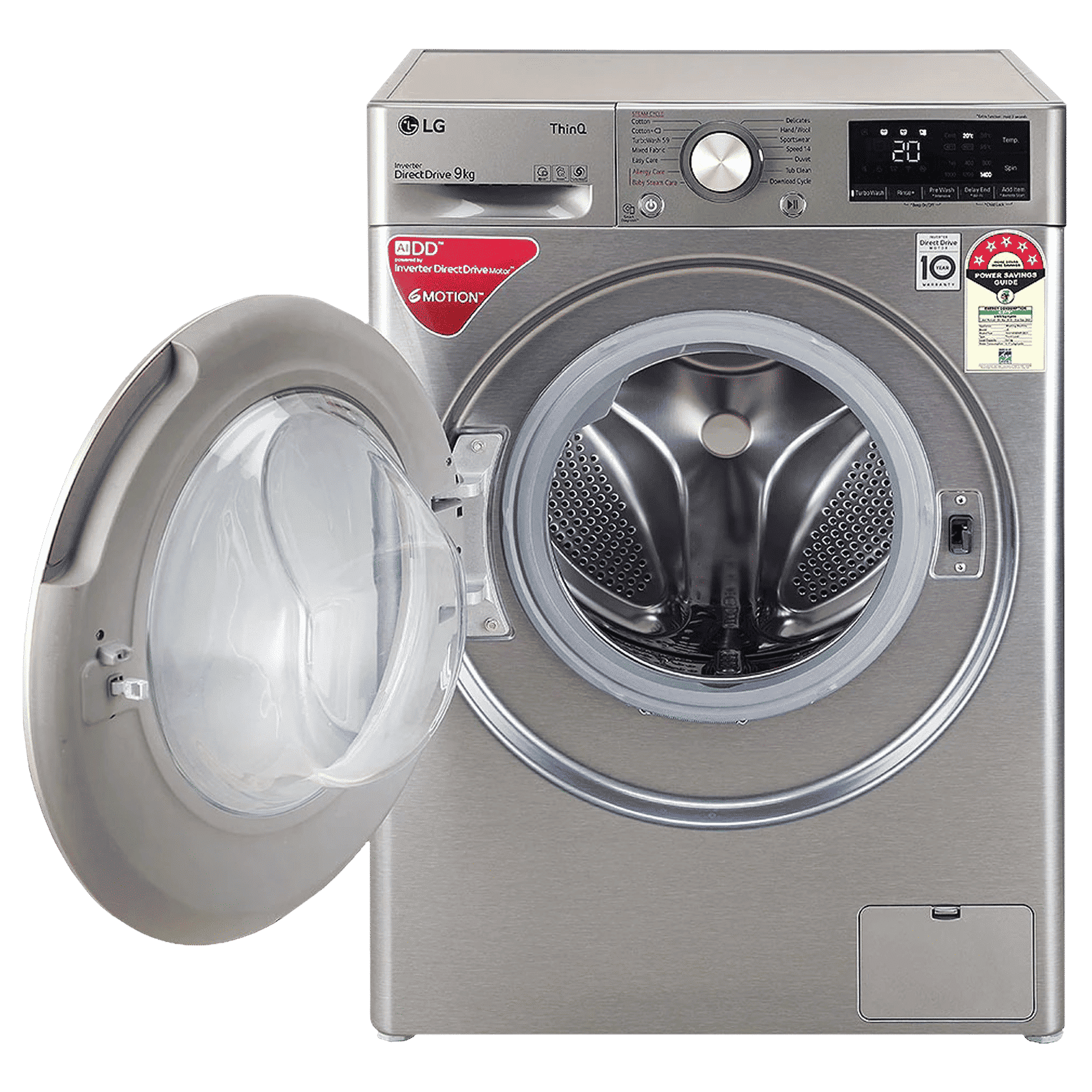 LG 9 kg 5 Star Inverter Fully Automatic Front Load Washing Machine (FHV1409ZWP.APSQEIL, Wi-Fi Support, Platinum Silver)_6