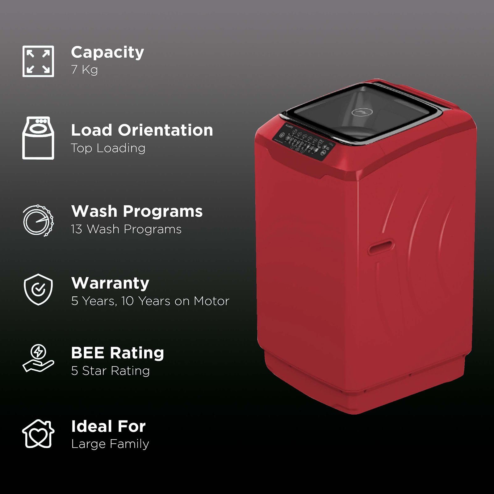 Godrej 7 kg 5 Star Fully Automatic Top Load Washing Machine (Eon Allure, WTEON ALR 70 5.0 FISGS, Anti-Rodent Mesh, Metallic Red)_2