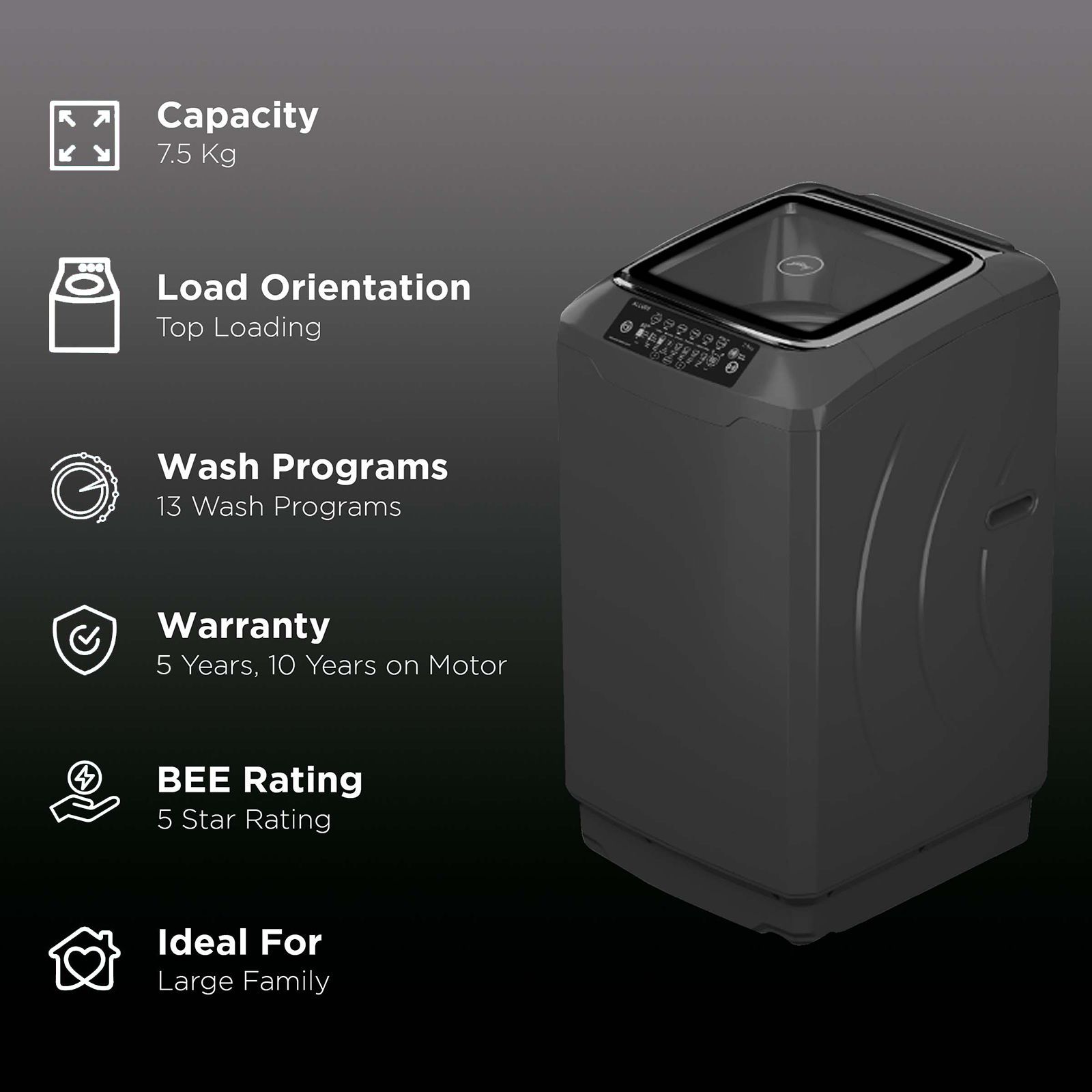 Godrej 7.5 kg 5 Star Fully Automatic Top Load Washing Machine (Eon Allure, WTEON ALR 75 5.0 FISGS ROGR, Cascade Waterfall Technology, Royal Grey)_2
