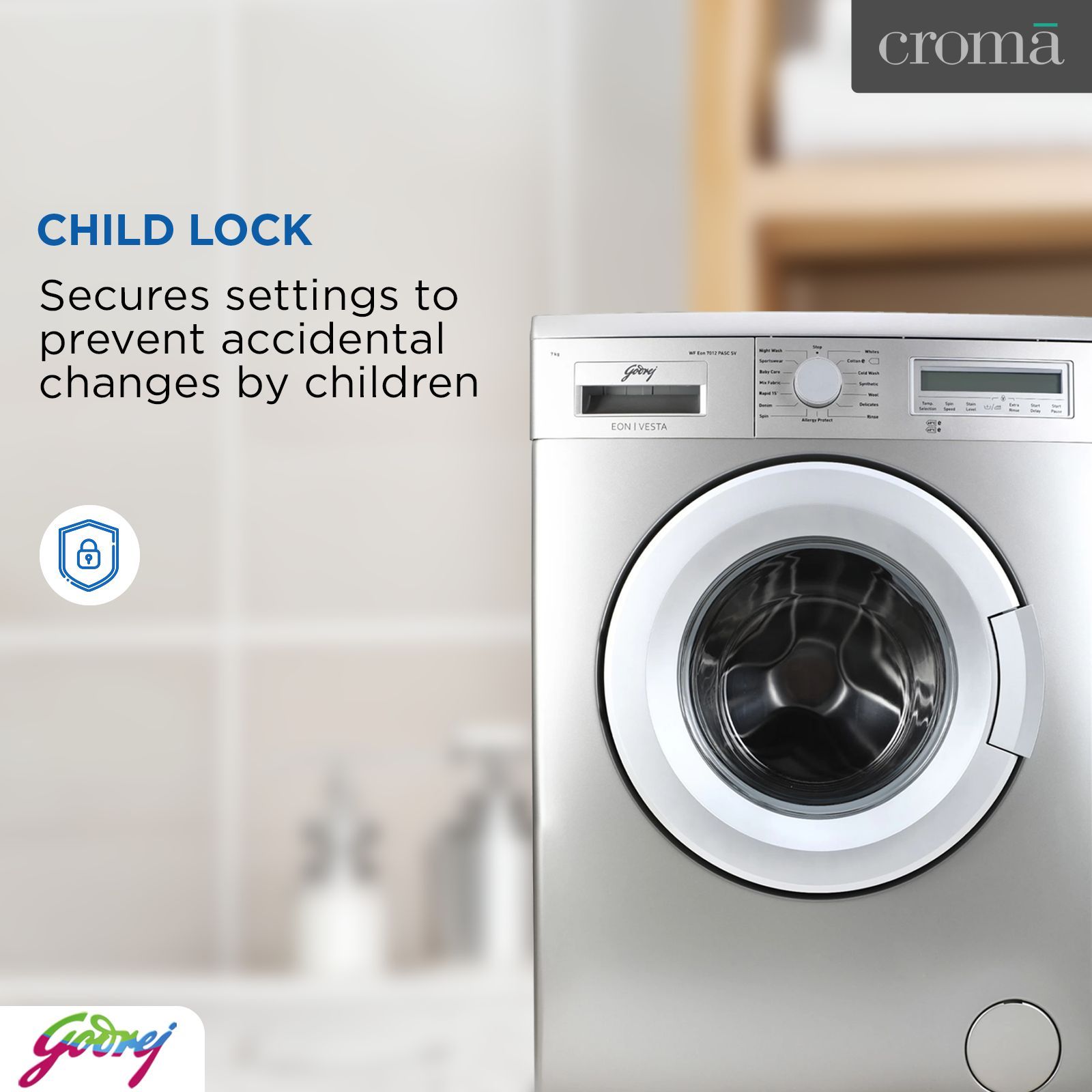 Godrej 7 kg Fully Automatic Front Load Washing Machine (Eon, WF EON 7010 PASC, Overflow Protection System, Silver)_9