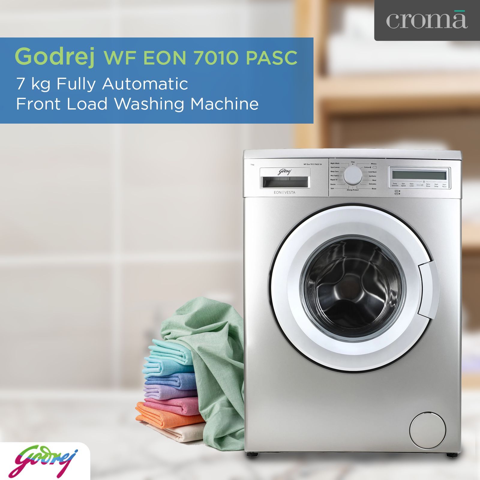 Godrej 7 kg Fully Automatic Front Load Washing Machine (Eon, WF EON 7010 PASC, Overflow Protection System, Silver)_4